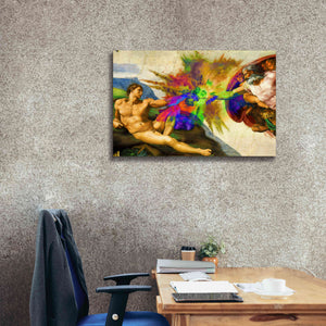 'Michelangelo - Creation of Adam Colorful I' by Epic Art Portfolio, Canvas Wall Art,40x26