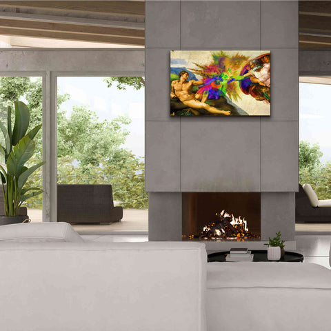 Image of 'Michelangelo - Creation of Adam Colorful I' by Epic Art Portfolio, Canvas Wall Art,40x26