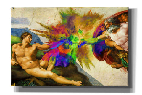 Image of 'Michelangelo - Creation of Adam Colorful I' by Epic Art Portfolio, Canvas Wall Art