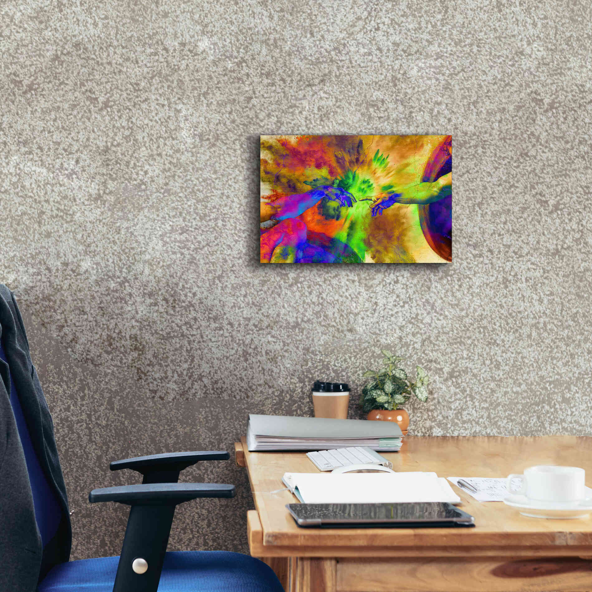 'Michelangelo - Creation of Adam Colorful II' by Epic Art Portfolio, Canvas Wall Art,18x12