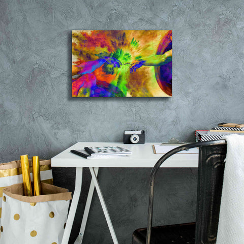 Image of 'Michelangelo - Creation of Adam Colorful II' by Epic Art Portfolio, Canvas Wall Art,18x12