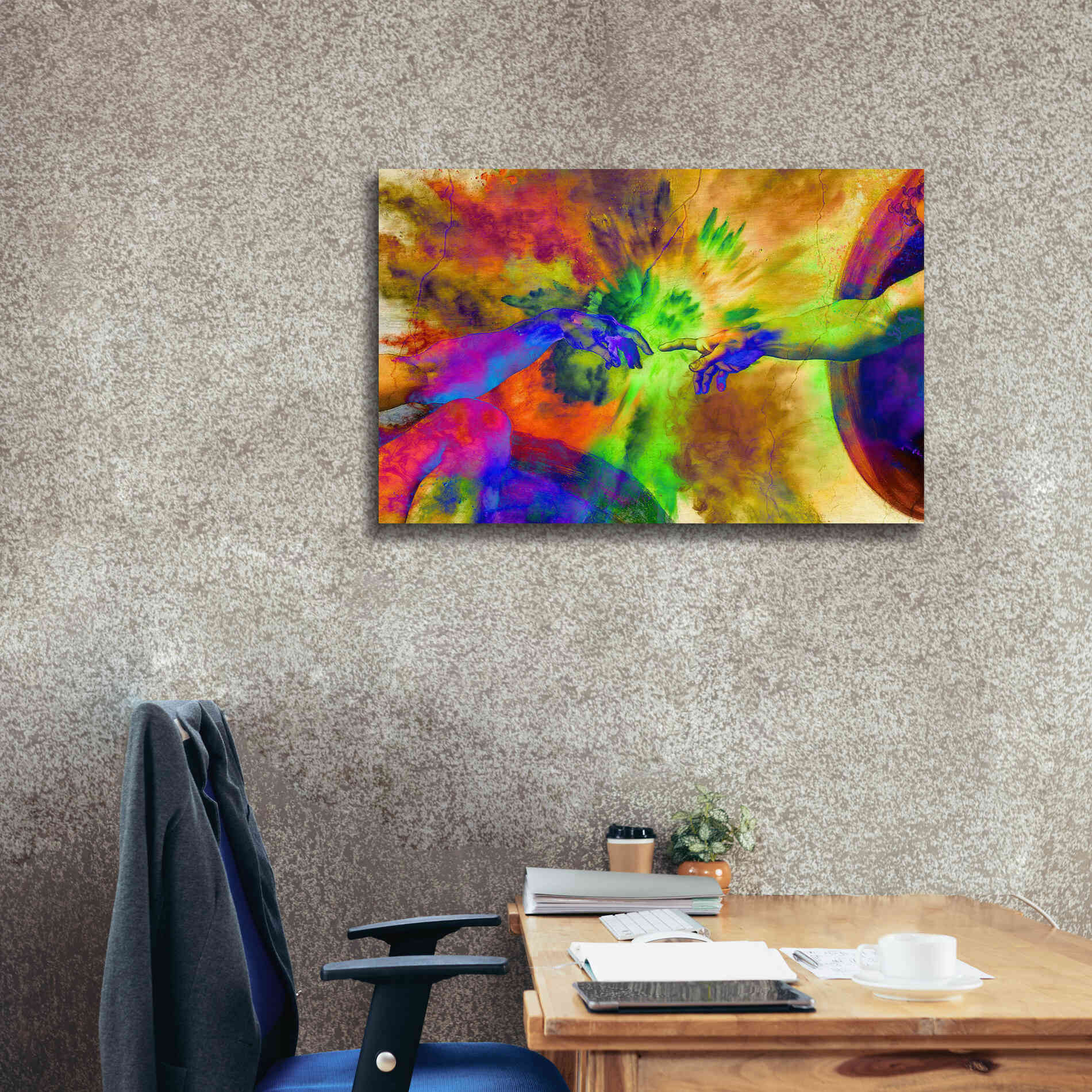 'Michelangelo - Creation of Adam Colorful II' by Epic Art Portfolio, Canvas Wall Art,40x26