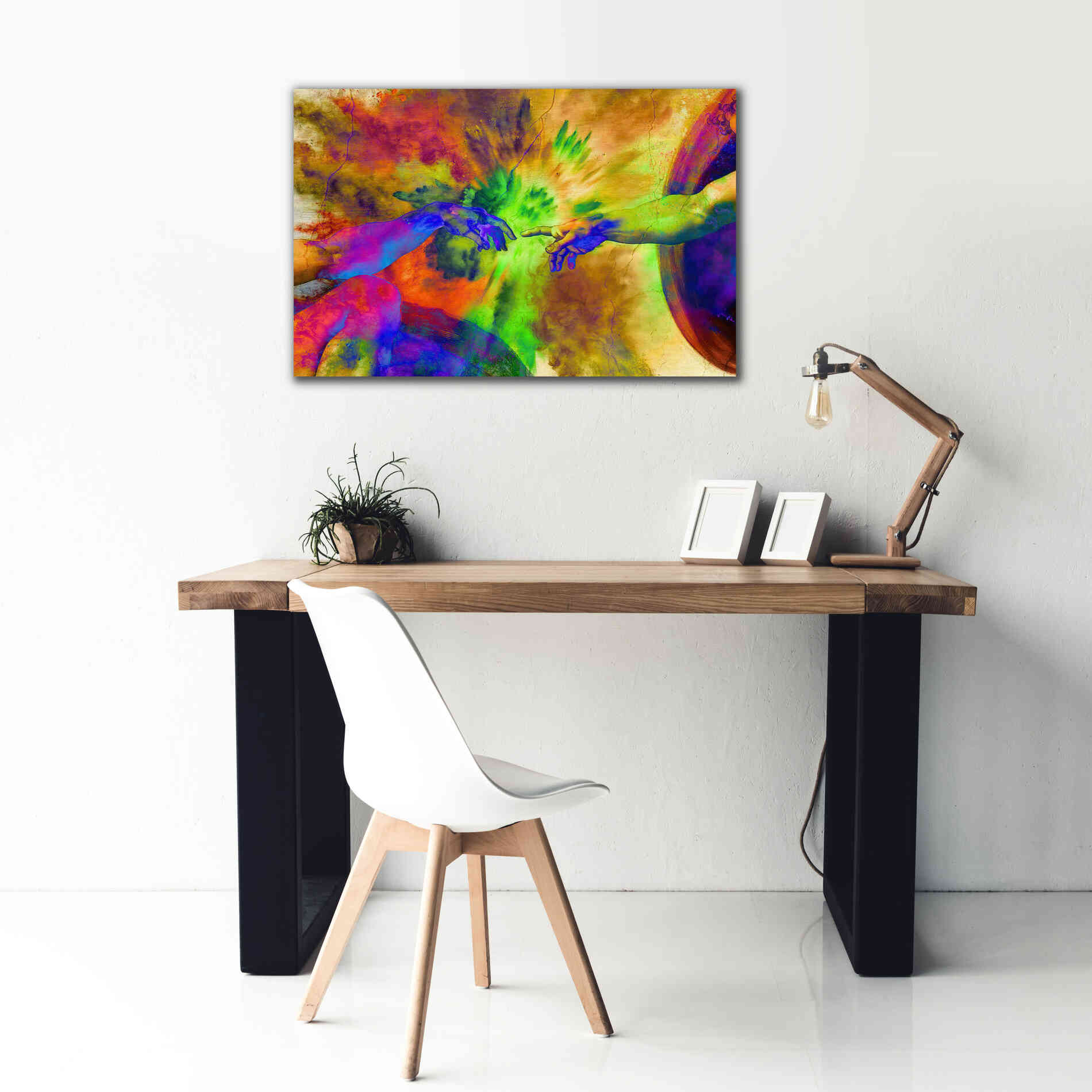 'Michelangelo - Creation of Adam Colorful II' by Epic Art Portfolio, Canvas Wall Art,40x26