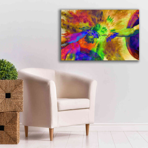 Image of 'Michelangelo - Creation of Adam Colorful II' by Epic Art Portfolio, Canvas Wall Art,40x26
