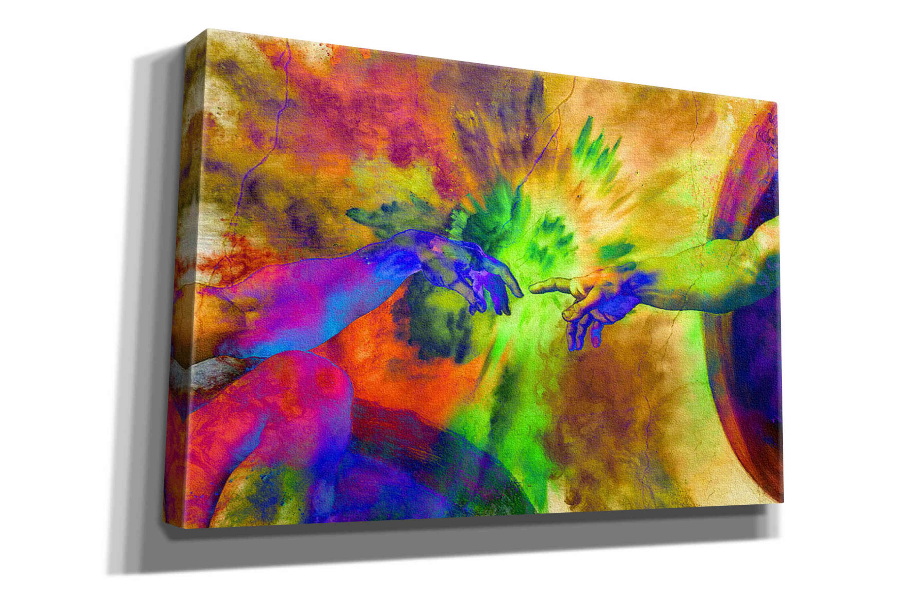 'Michelangelo - Creation of Adam Colorful II' by Epic Art Portfolio, Canvas Wall Art