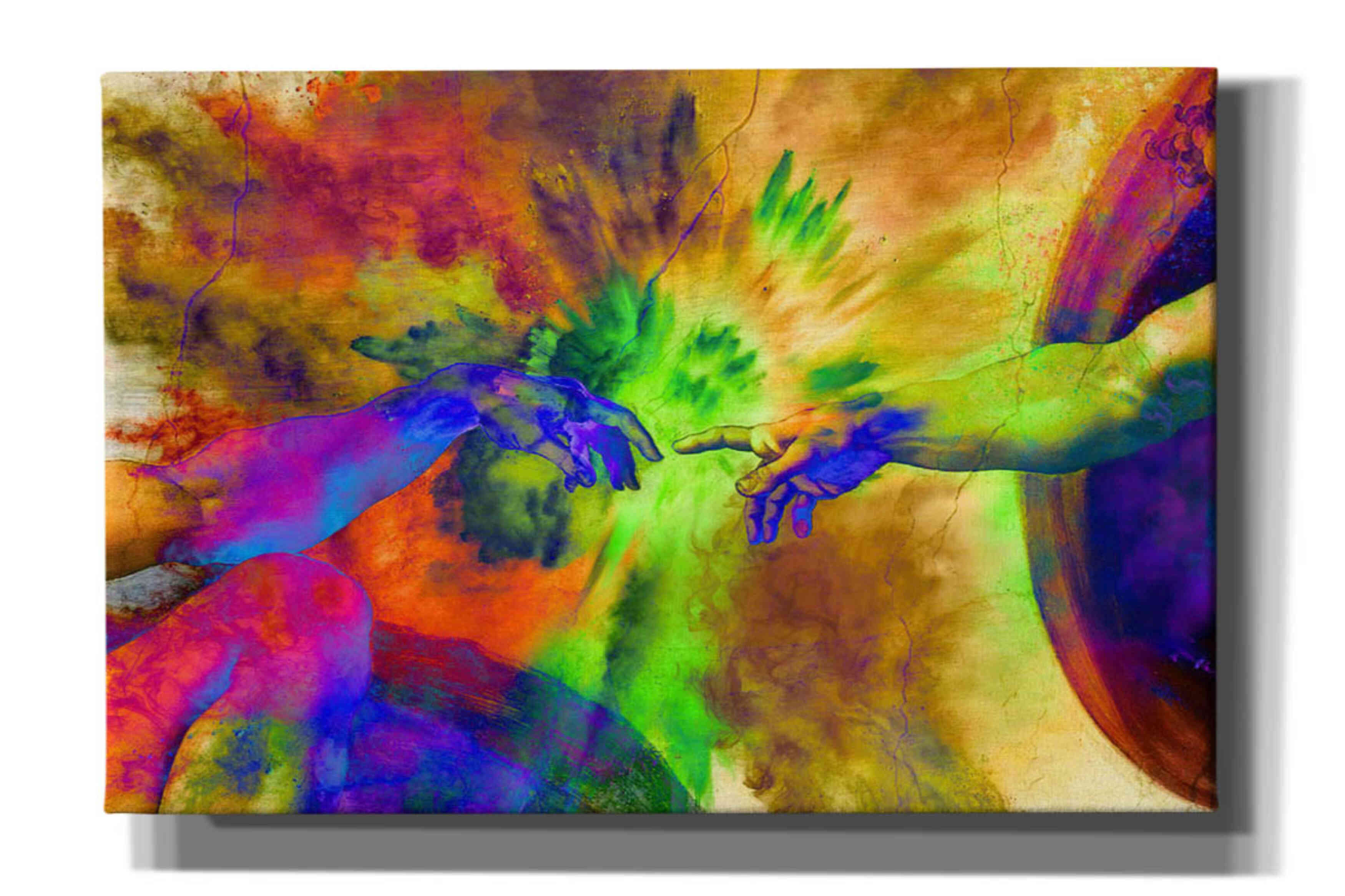 'Michelangelo - Creation of Adam Colorful II' by Epic Art Portfolio, Canvas Wall Art