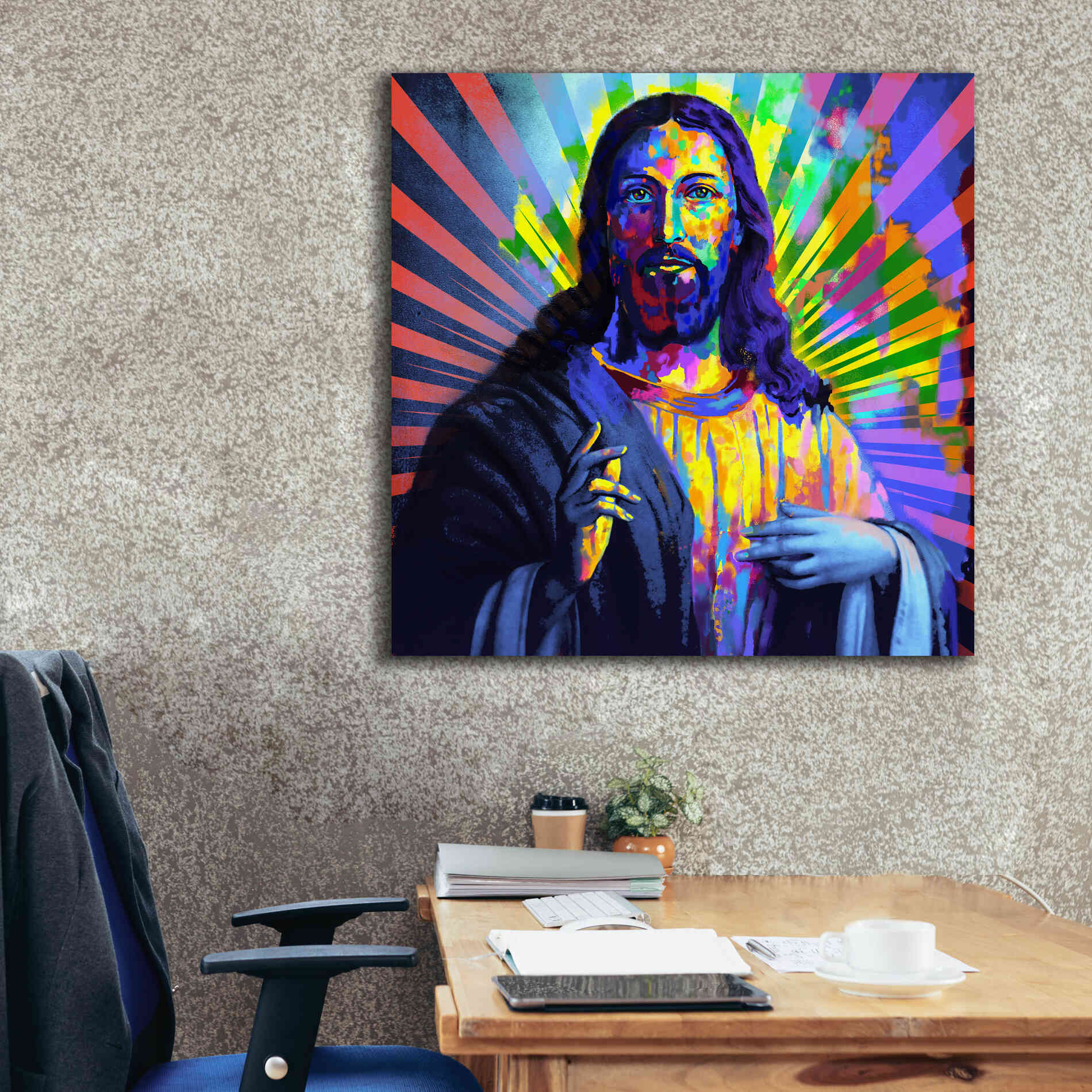 'Colorful Christ I' by Epic Art Portfolio, Canvas Wall Art,37x37