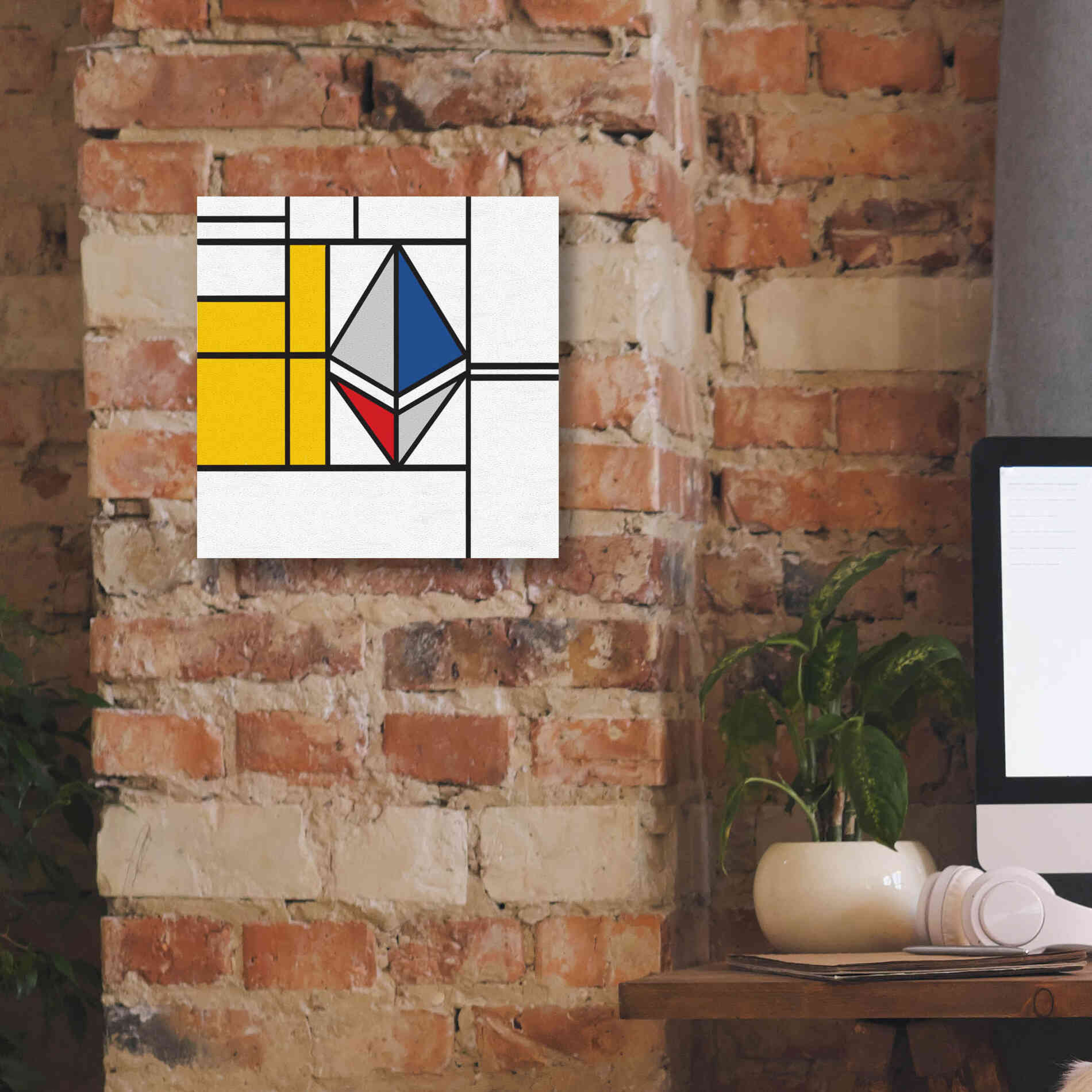 'Mondrian 3937 Ethereum Crypto Art-01' by Epic Portfolio, Giclee Canvas Wall Art,12x12