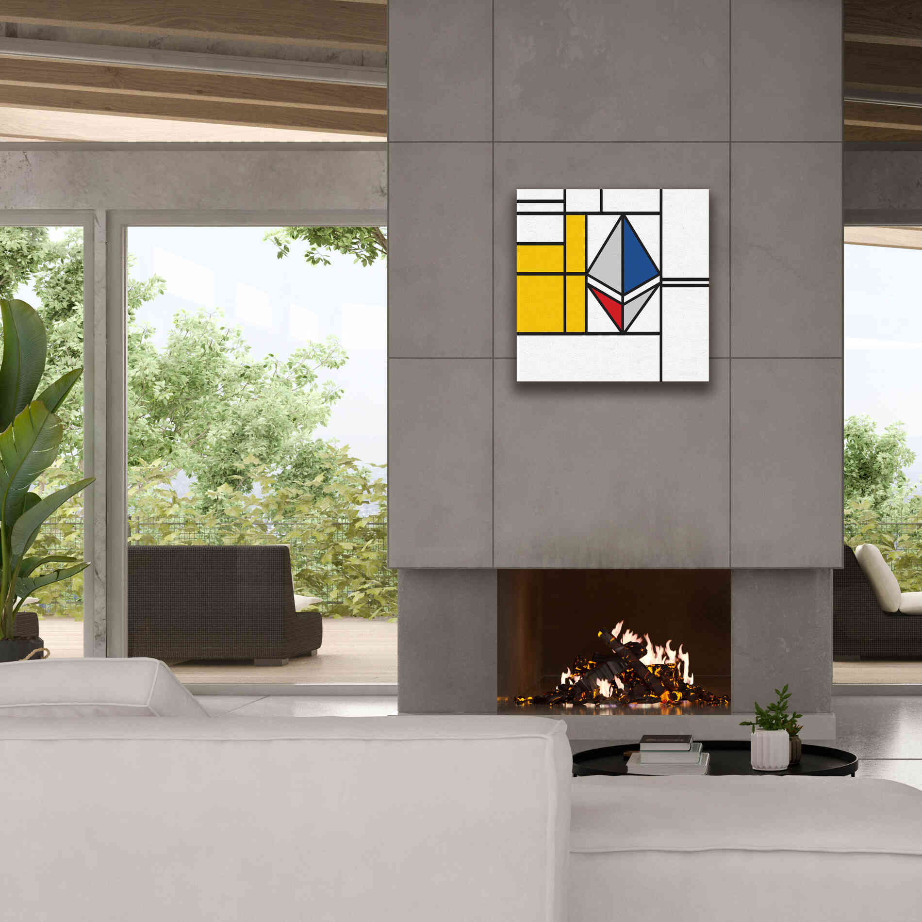 'Mondrian 3937 Ethereum Crypto Art-01' by Epic Portfolio, Giclee Canvas Wall Art,26x26