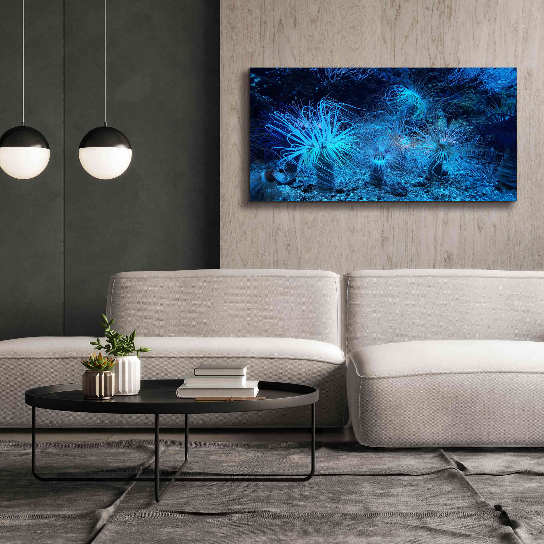 'Anemone Jungle' by Epic Portfolio, Giclee Canvas Wall Art,60x30