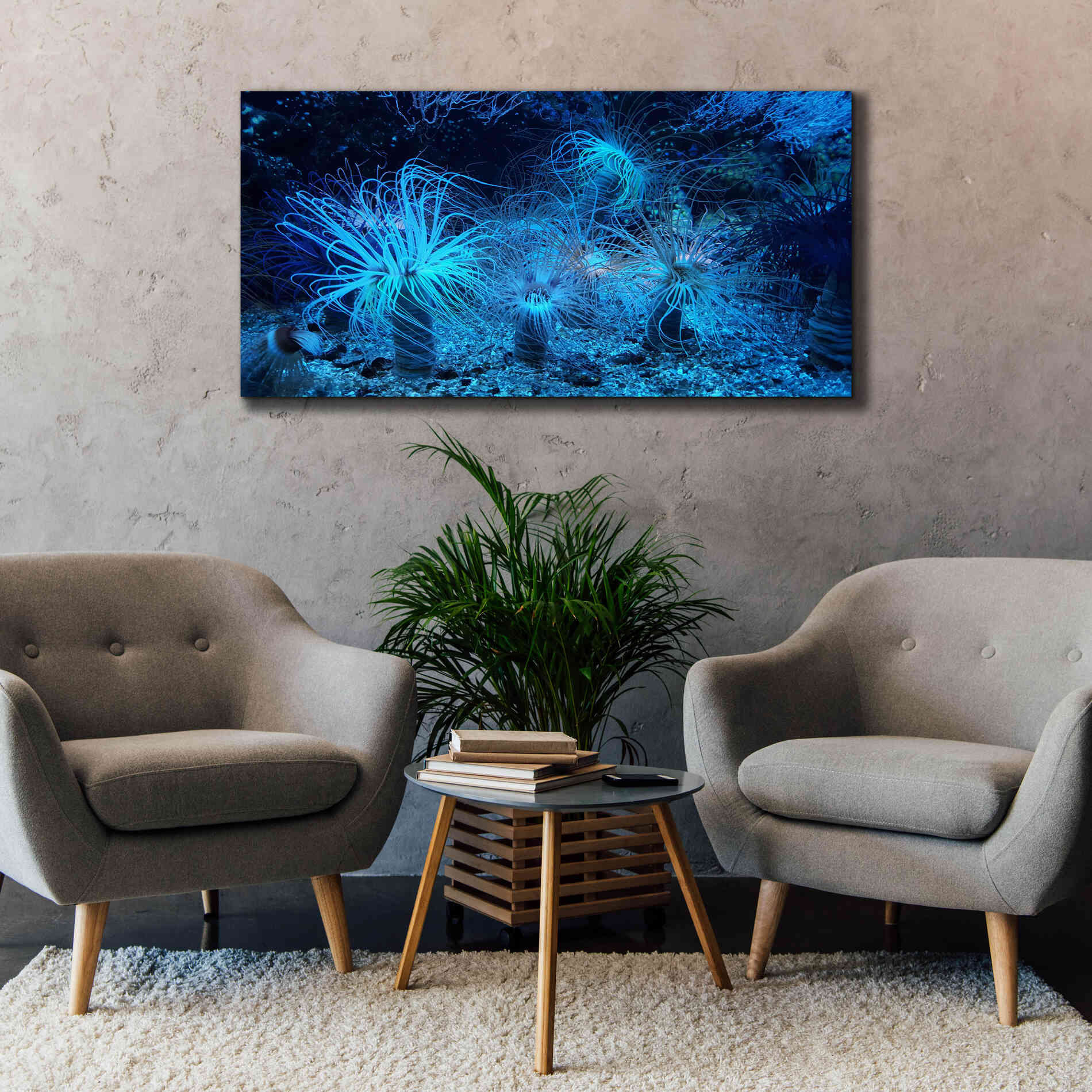 'Anemone Jungle' by Epic Portfolio, Giclee Canvas Wall Art,60x30