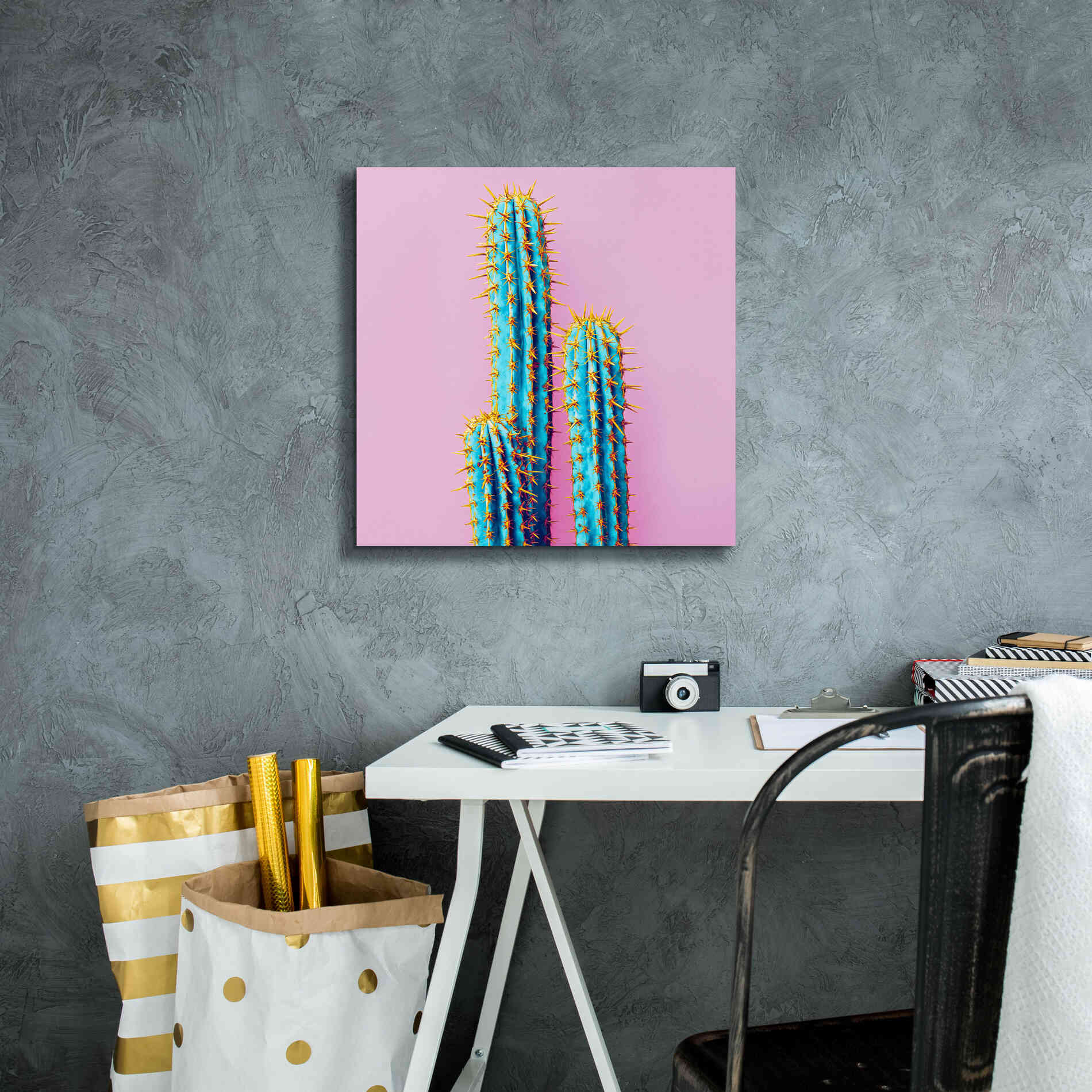 'Bubble Gum Cactus' by Epic Portfolio, Giclee Canvas Wall Art,18x18