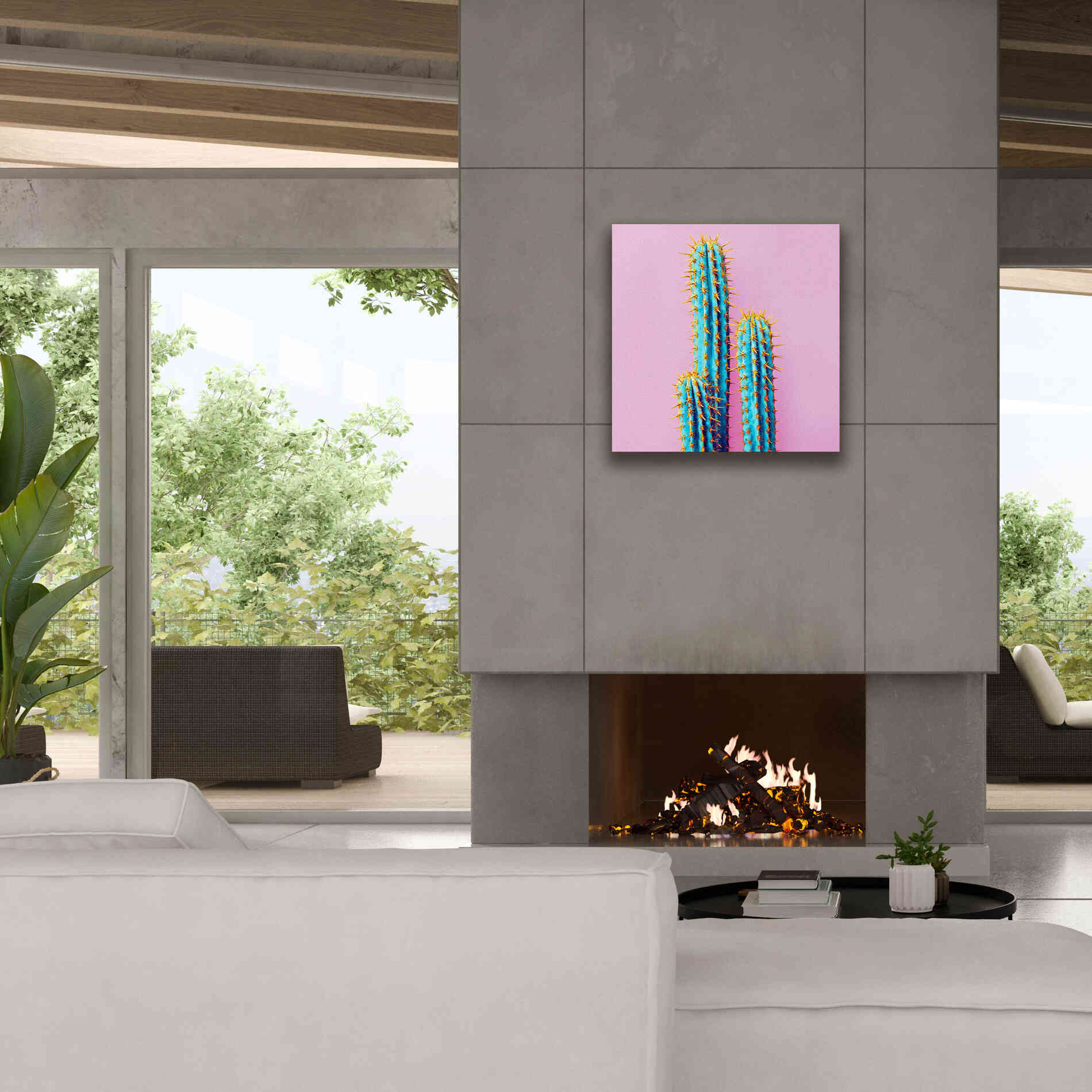 'Bubble Gum Cactus' by Epic Portfolio, Giclee Canvas Wall Art,26x26