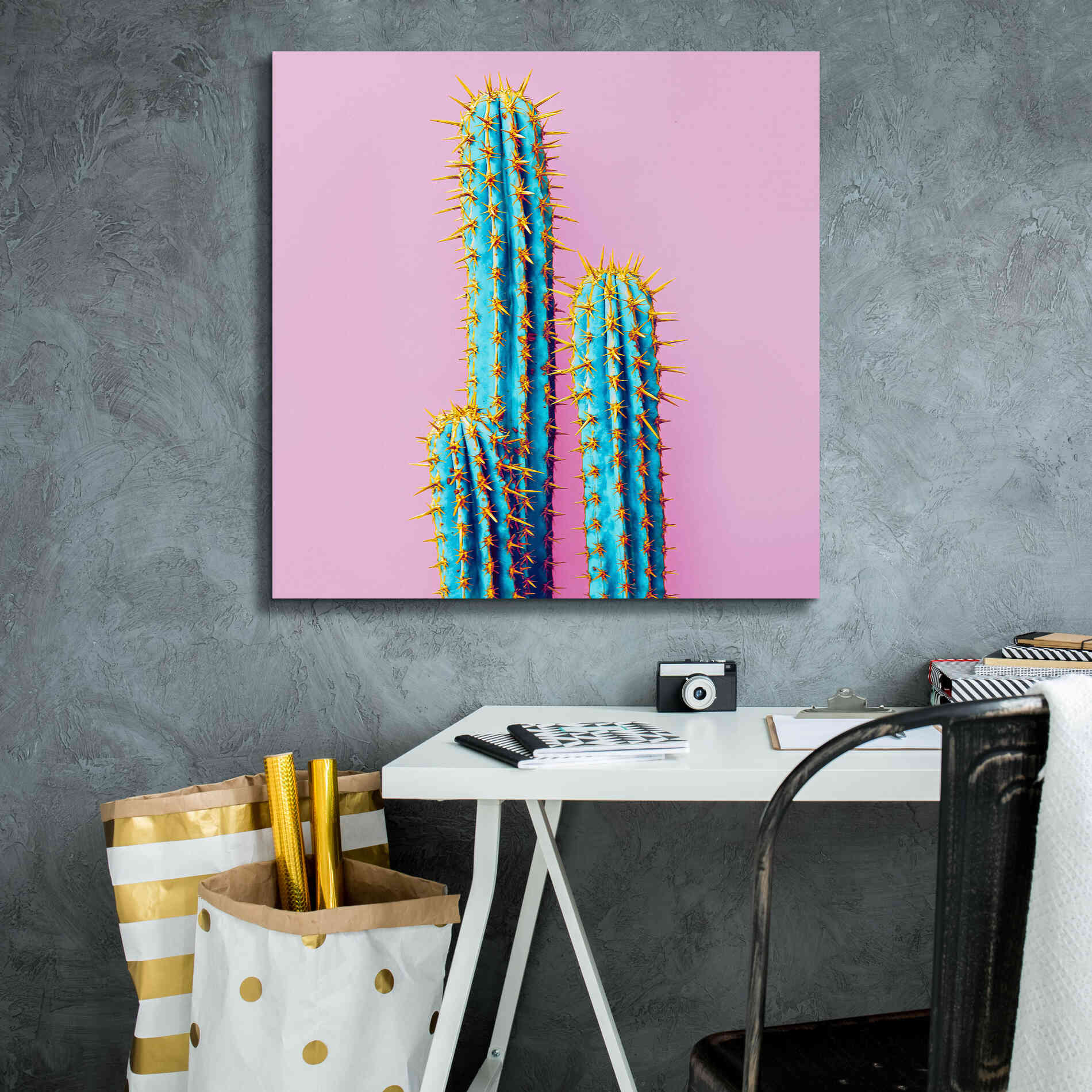 'Bubble Gum Cactus' by Epic Portfolio, Giclee Canvas Wall Art,26x26