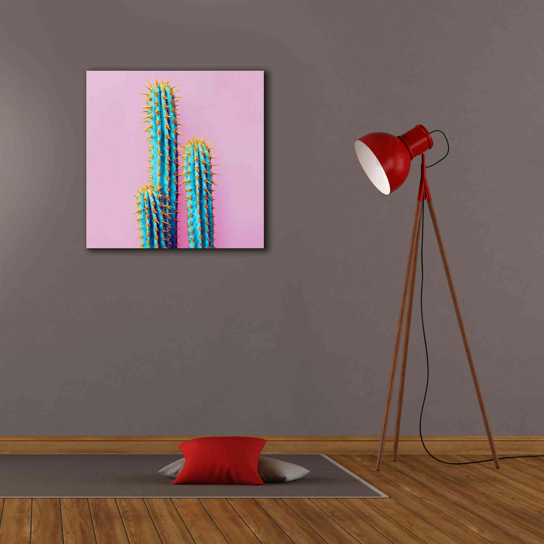 'Bubble Gum Cactus' by Epic Portfolio, Giclee Canvas Wall Art,26x26
