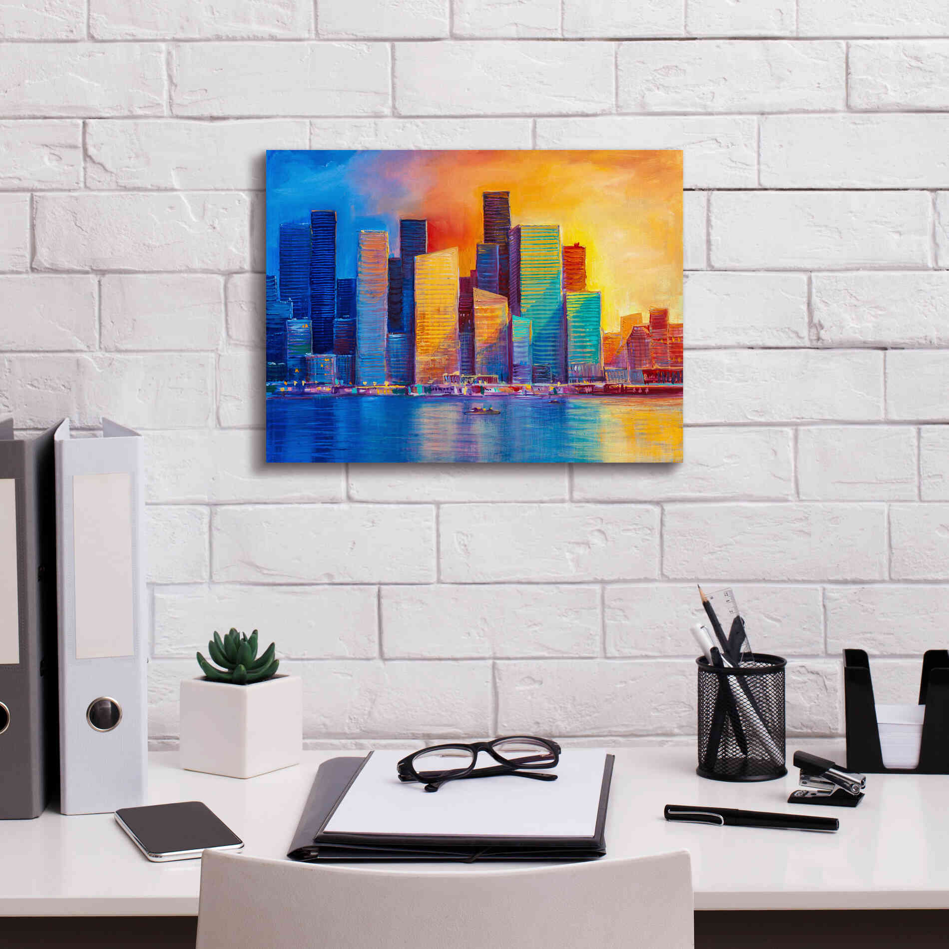 'Colorful Skyline' by Epic Portfolio, Giclee Canvas Wall Art,16x12