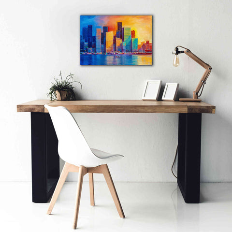 Image of 'Colorful Skyline' by Epic Portfolio, Giclee Canvas Wall Art,26x18