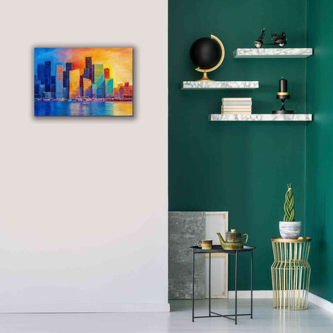 Image of 'Colorful Skyline' by Epic Portfolio, Giclee Canvas Wall Art,26x18