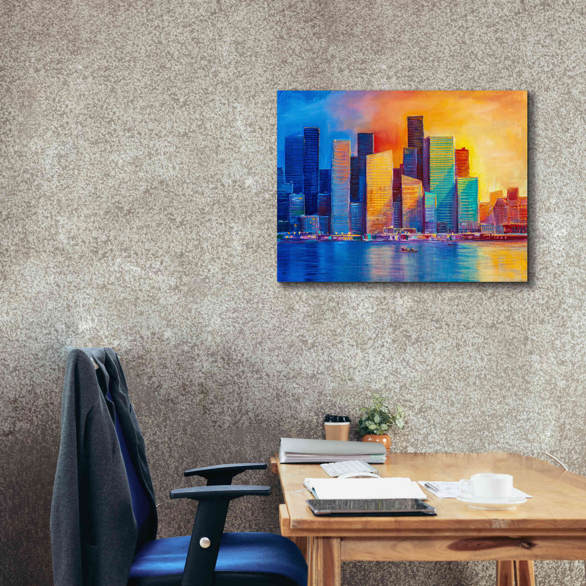 'Colorful Skyline' by Epic Portfolio, Giclee Canvas Wall Art,34x26