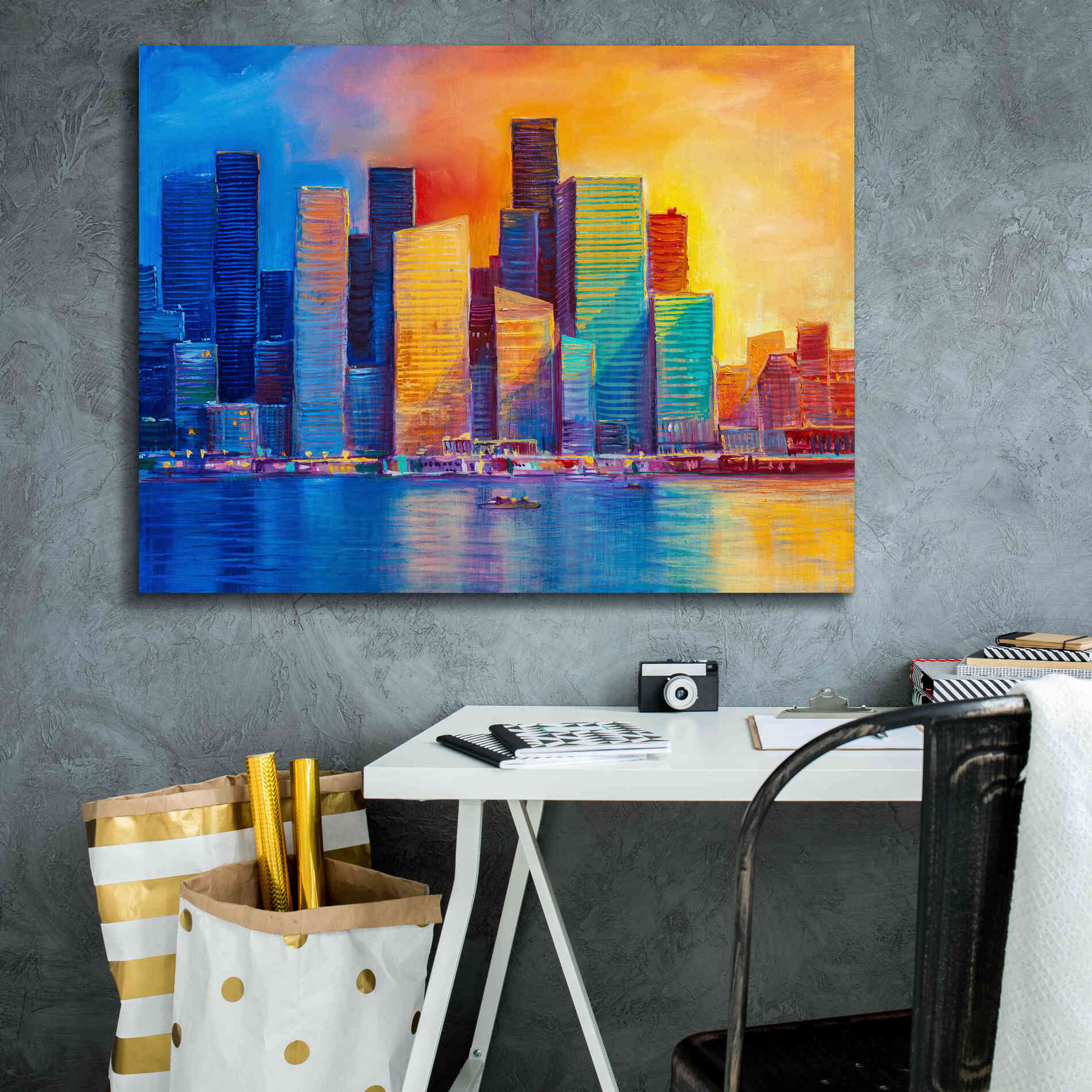 'Colorful Skyline' by Epic Portfolio, Giclee Canvas Wall Art,34x26