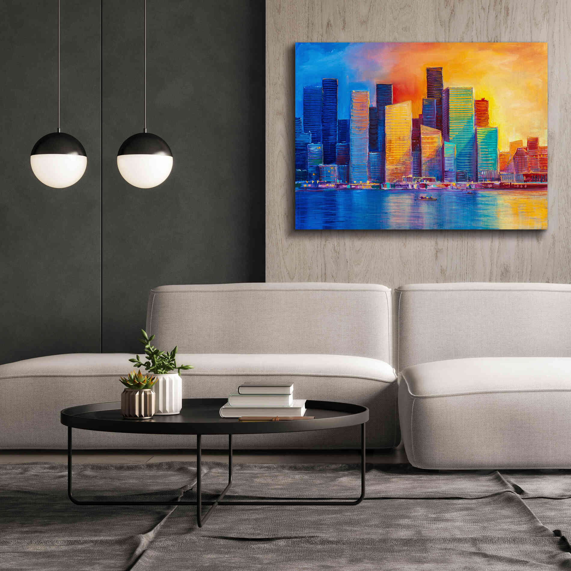 'Colorful Skyline' by Epic Portfolio, Giclee Canvas Wall Art,54x40