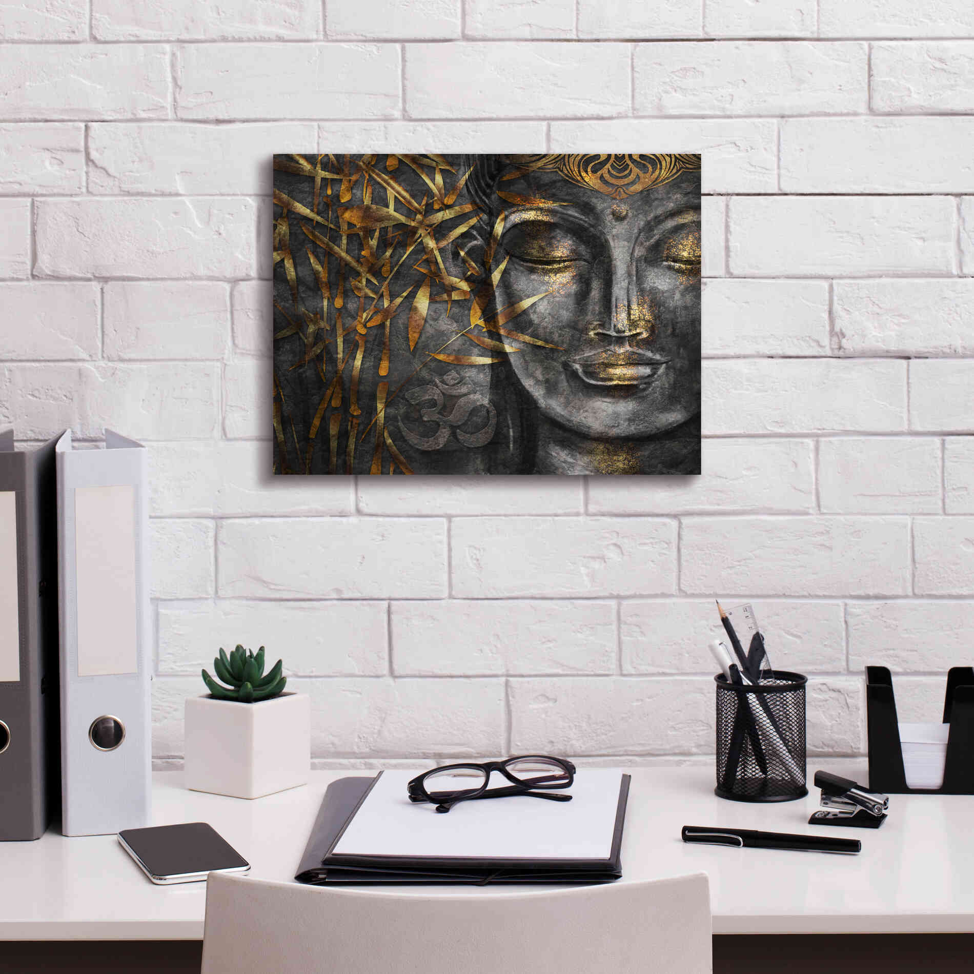 'Golden Budha' by Epic Portfolio, Giclee Canvas Wall Art,16x12