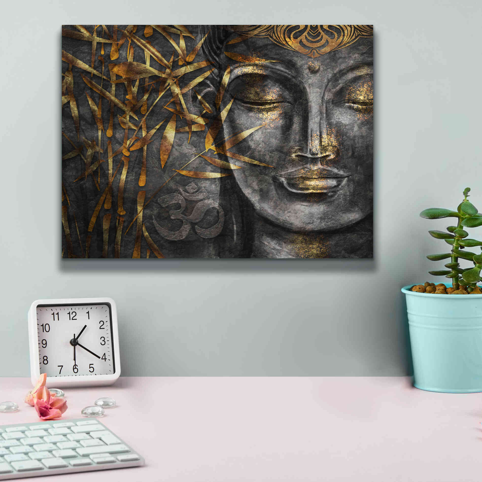 'Golden Budha' by Epic Portfolio, Giclee Canvas Wall Art,16x12