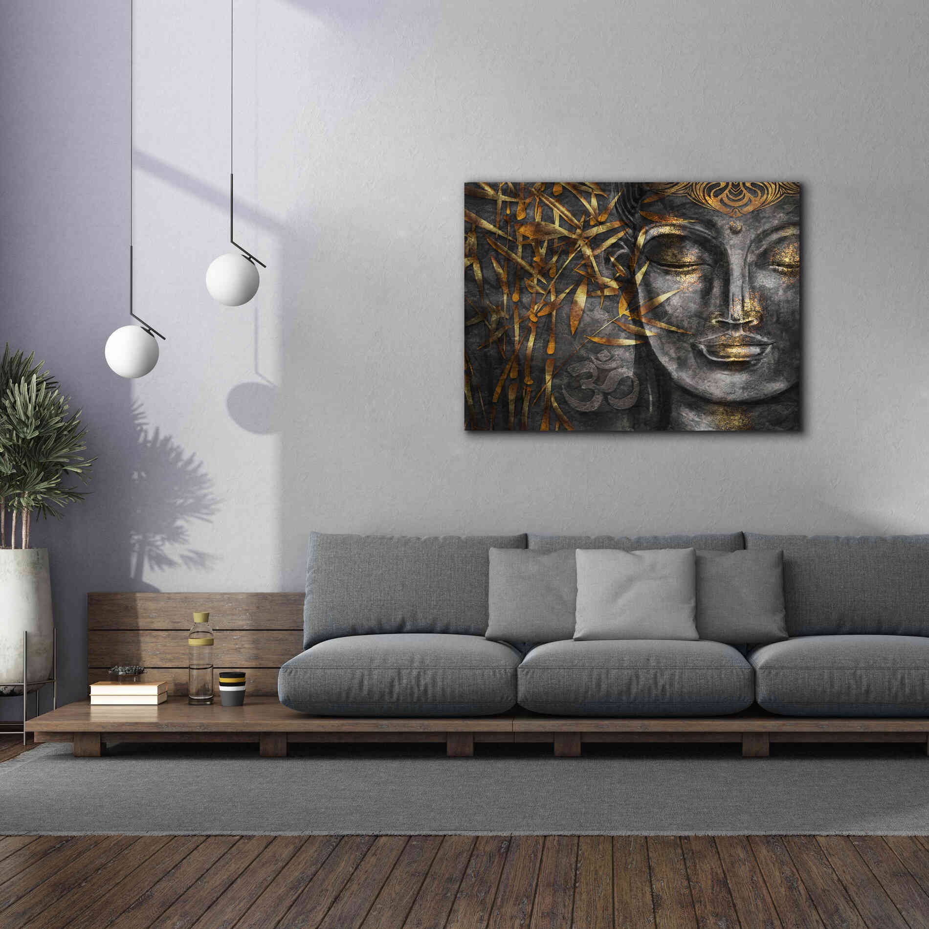 'Golden Budha' by Epic Portfolio, Giclee Canvas Wall Art,54x40