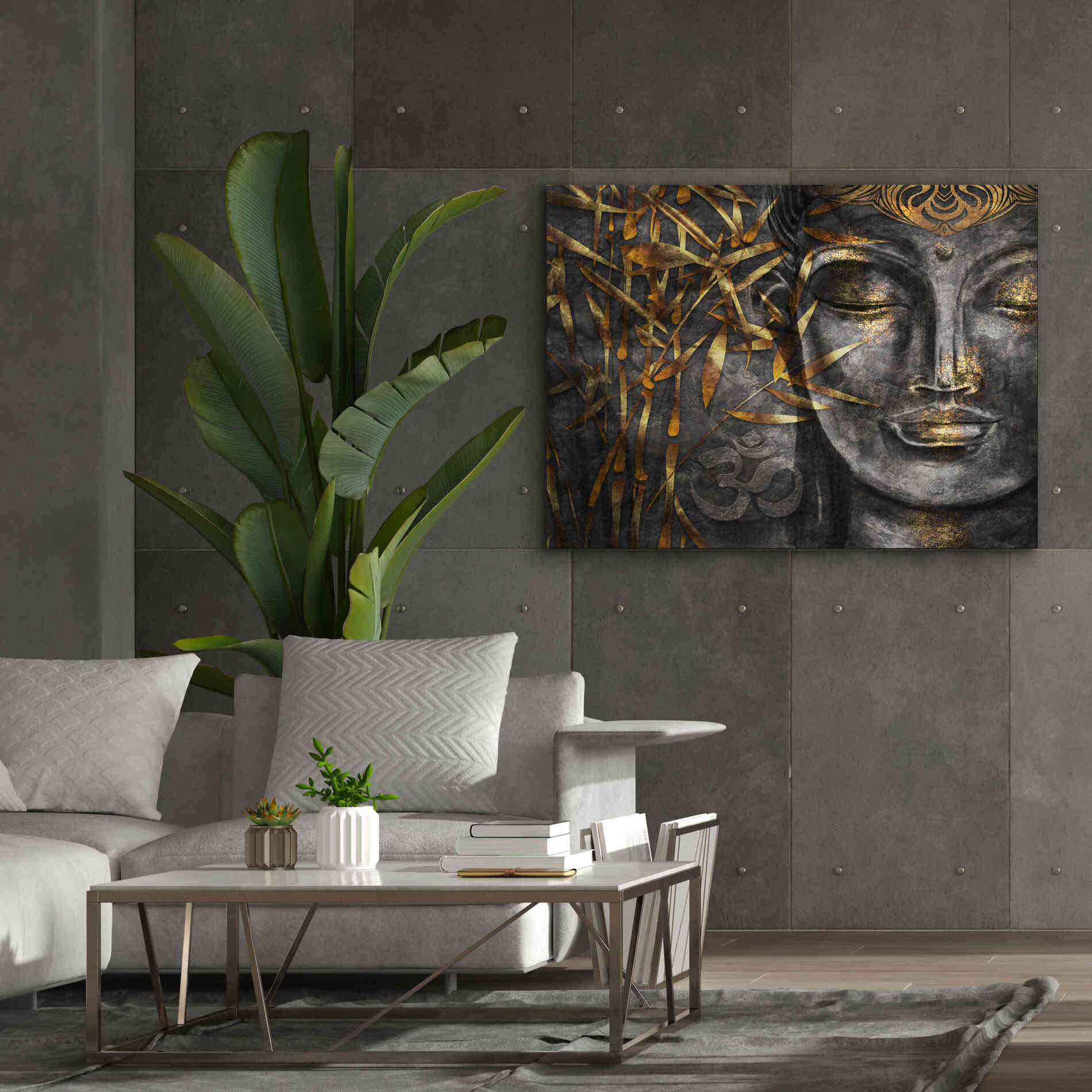 'Golden Budha' by Epic Portfolio, Giclee Canvas Wall Art,54x40