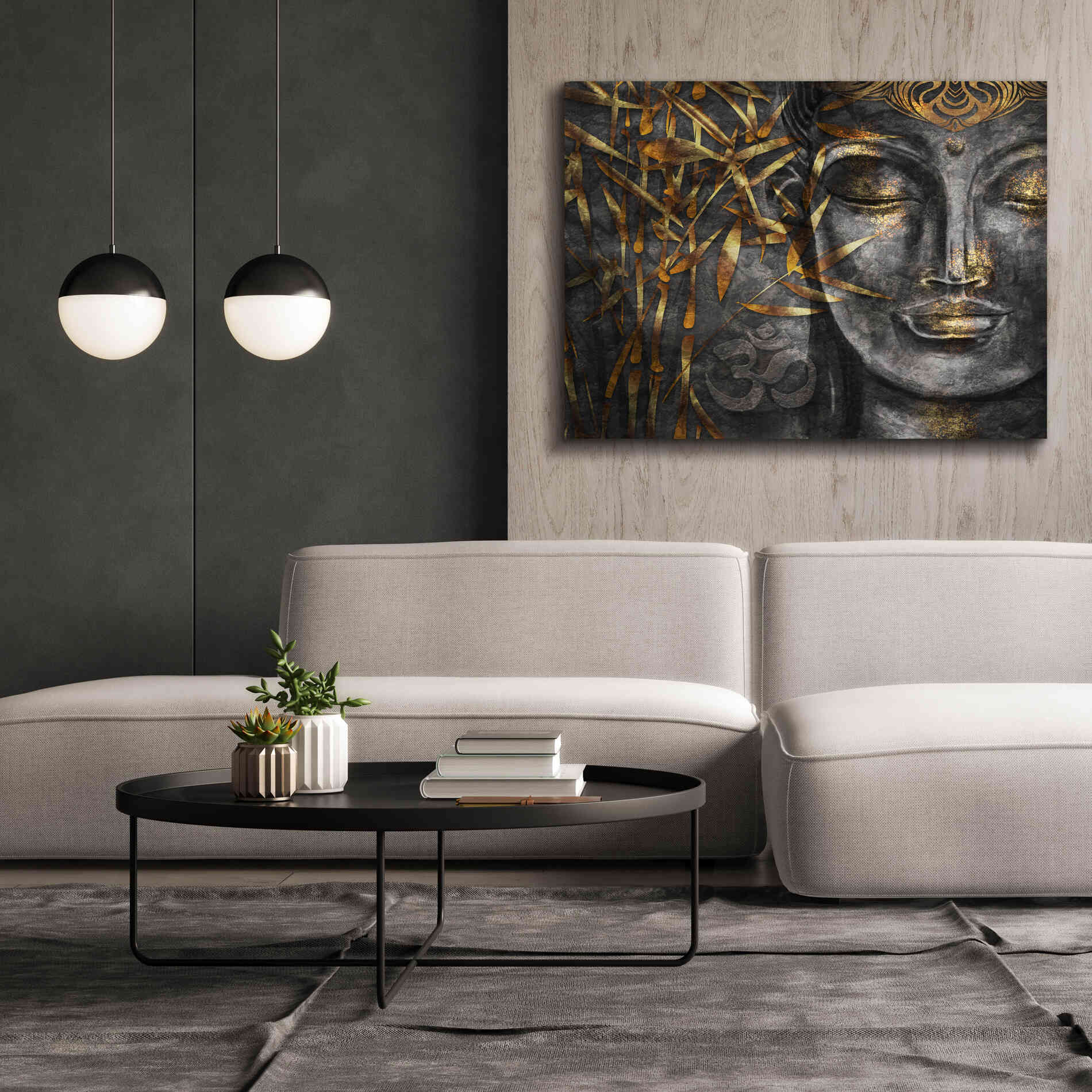 'Golden Budha' by Epic Portfolio, Giclee Canvas Wall Art,54x40