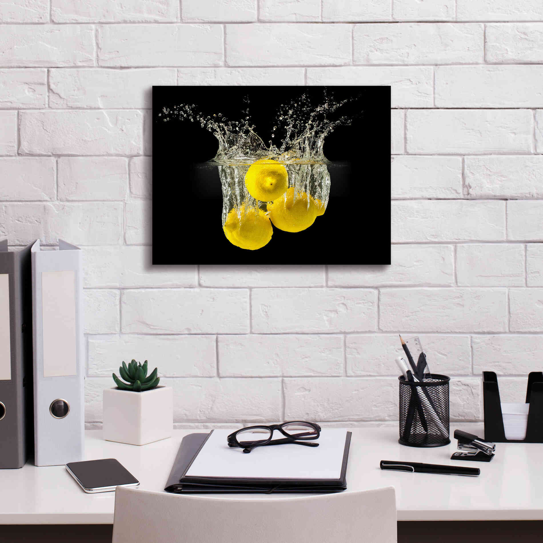 'Lemon Splash' by Epic Portfolio, Giclee Canvas Wall Art,16x12