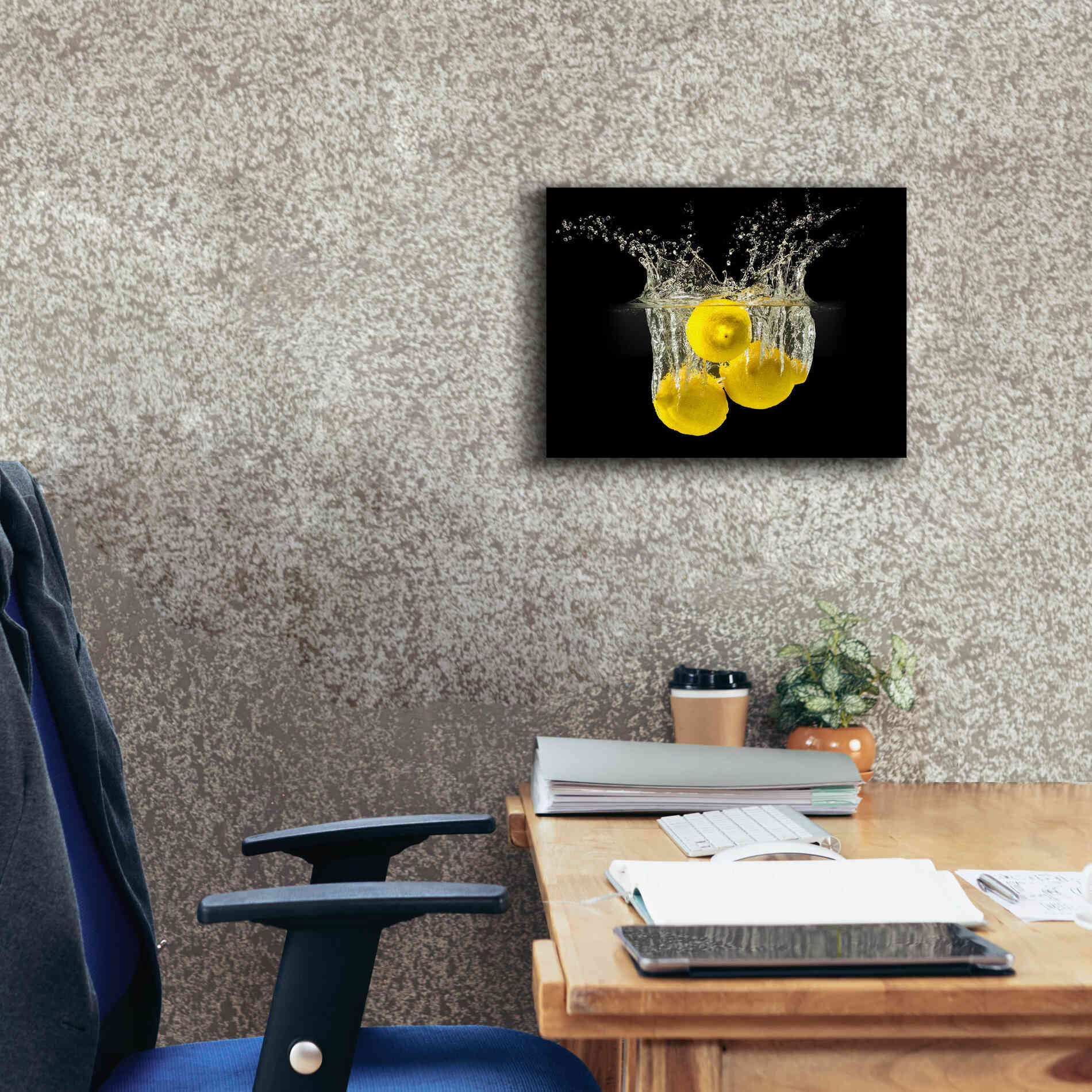 'Lemon Splash' by Epic Portfolio, Giclee Canvas Wall Art,16x12