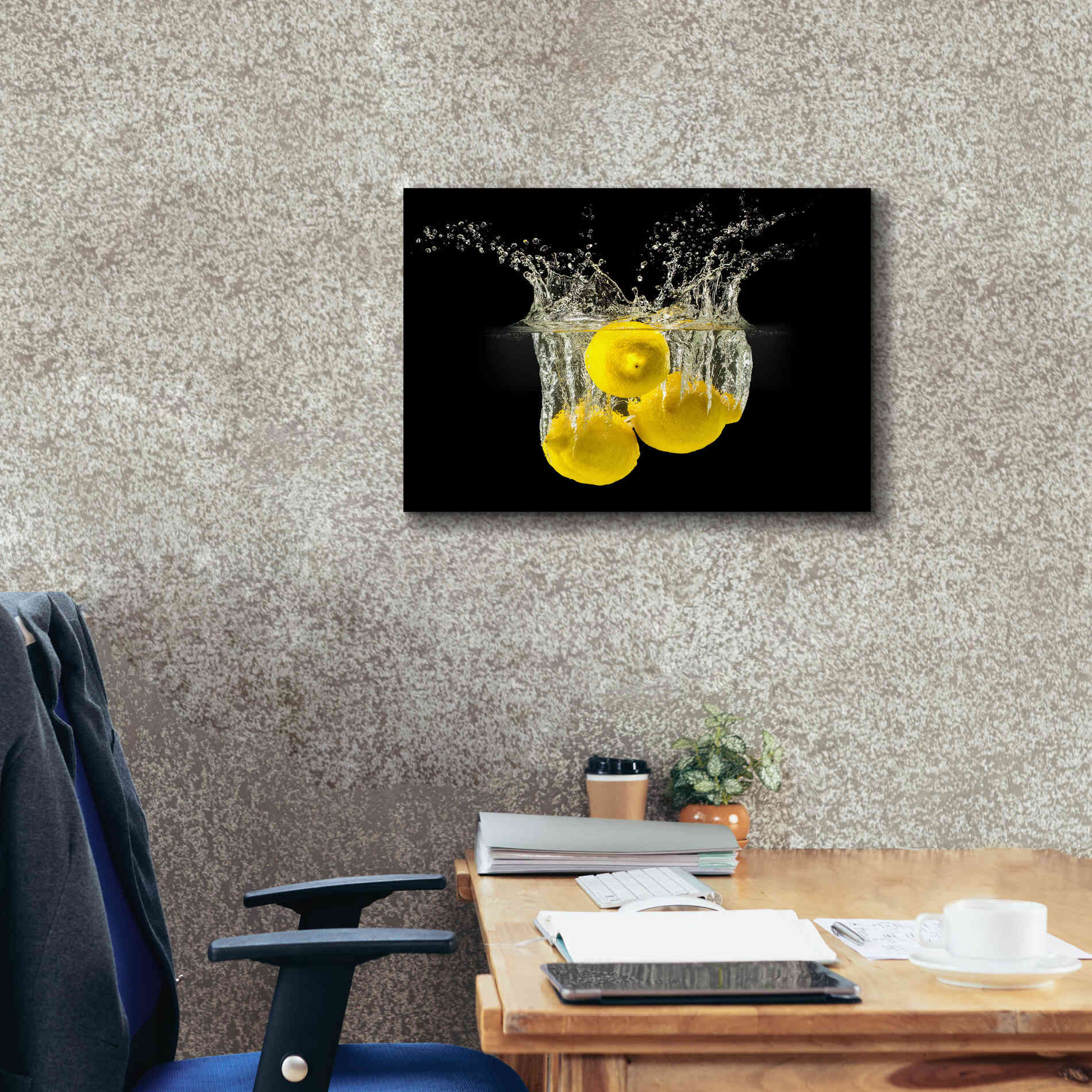 'Lemon Splash' by Epic Portfolio, Giclee Canvas Wall Art,26x18