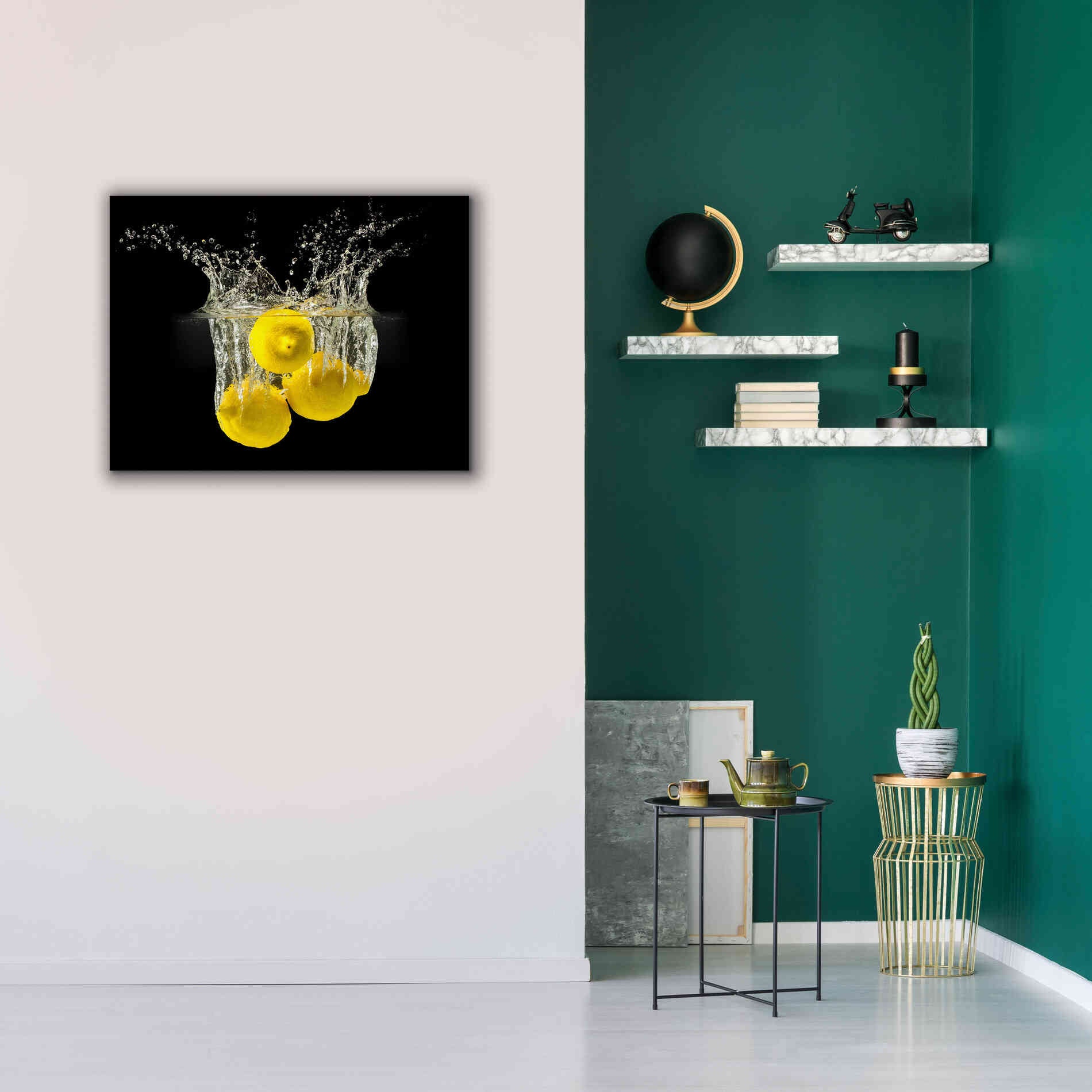 'Lemon Splash' by Epic Portfolio, Giclee Canvas Wall Art,34x26