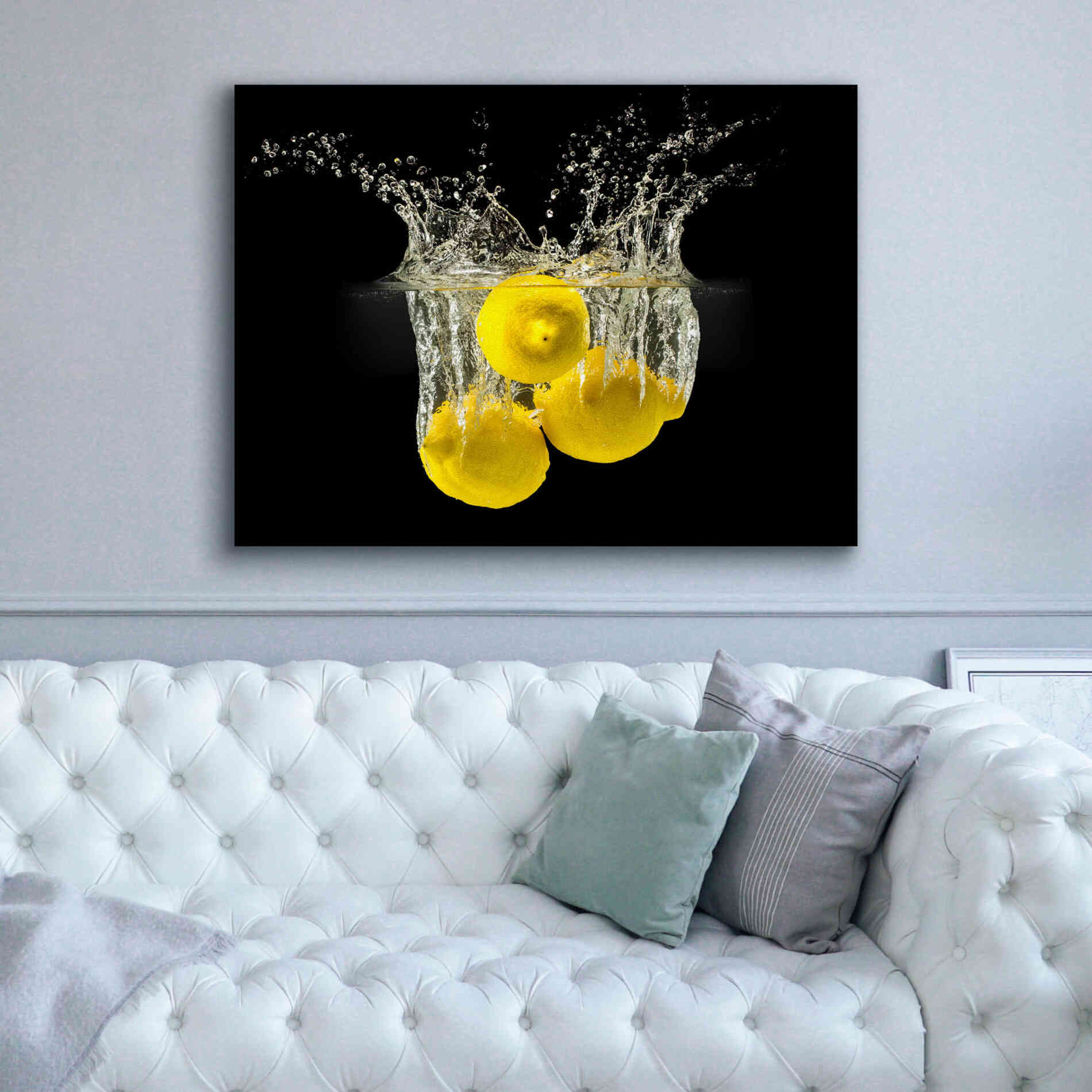 'Lemon Splash' by Epic Portfolio, Giclee Canvas Wall Art,54x40