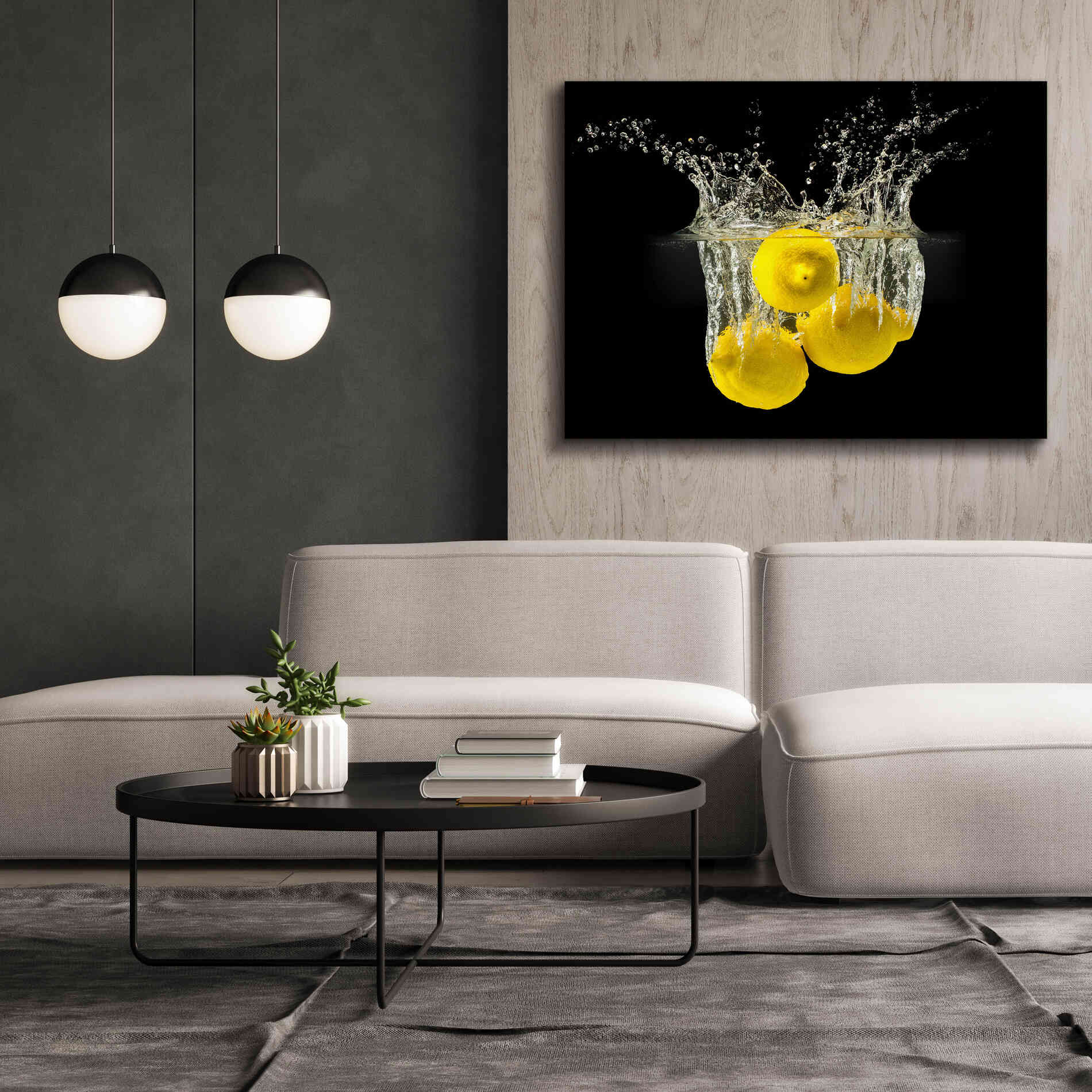 'Lemon Splash' by Epic Portfolio, Giclee Canvas Wall Art,54x40