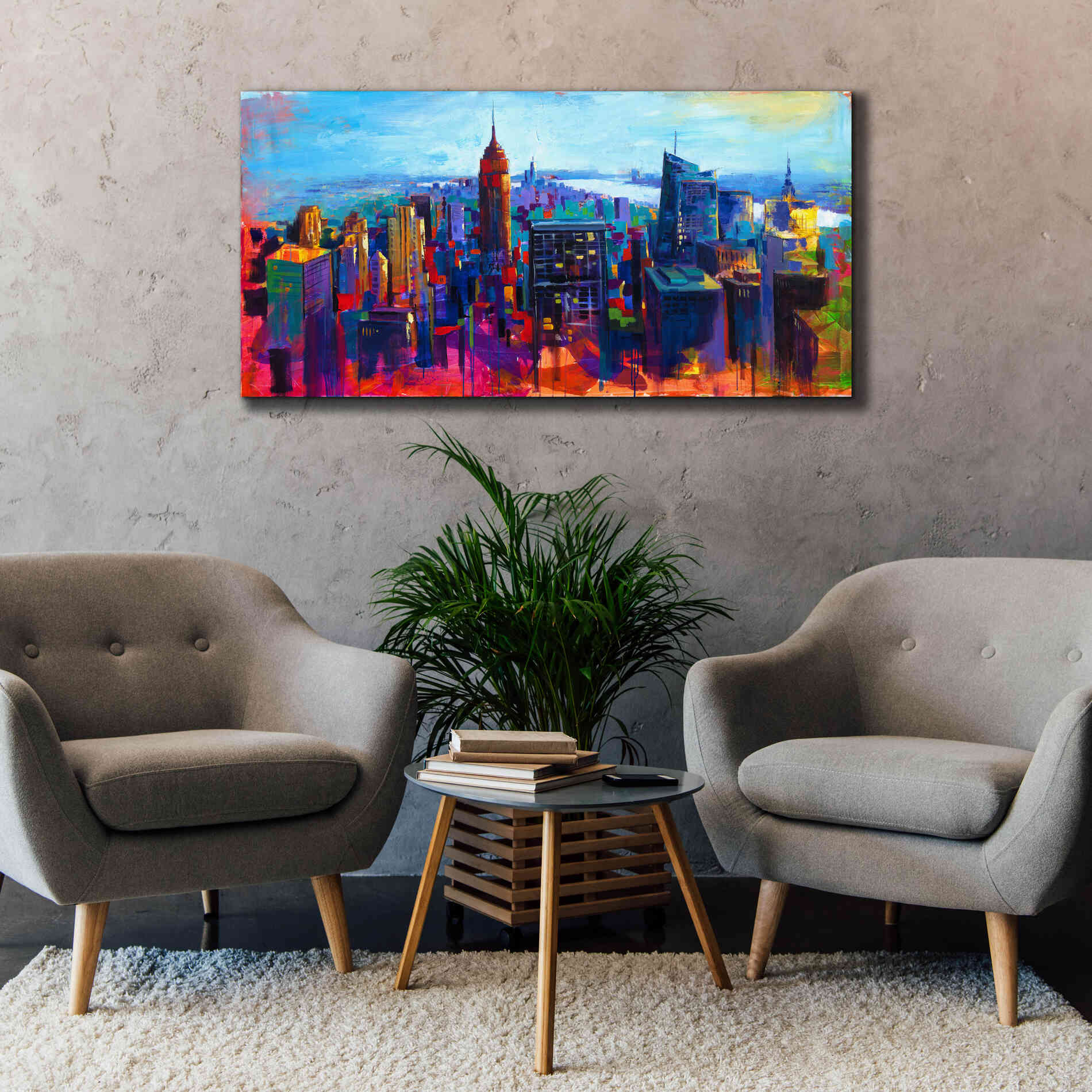 'New York Color' by Epic Portfolio, Giclee Canvas Wall Art,60x30