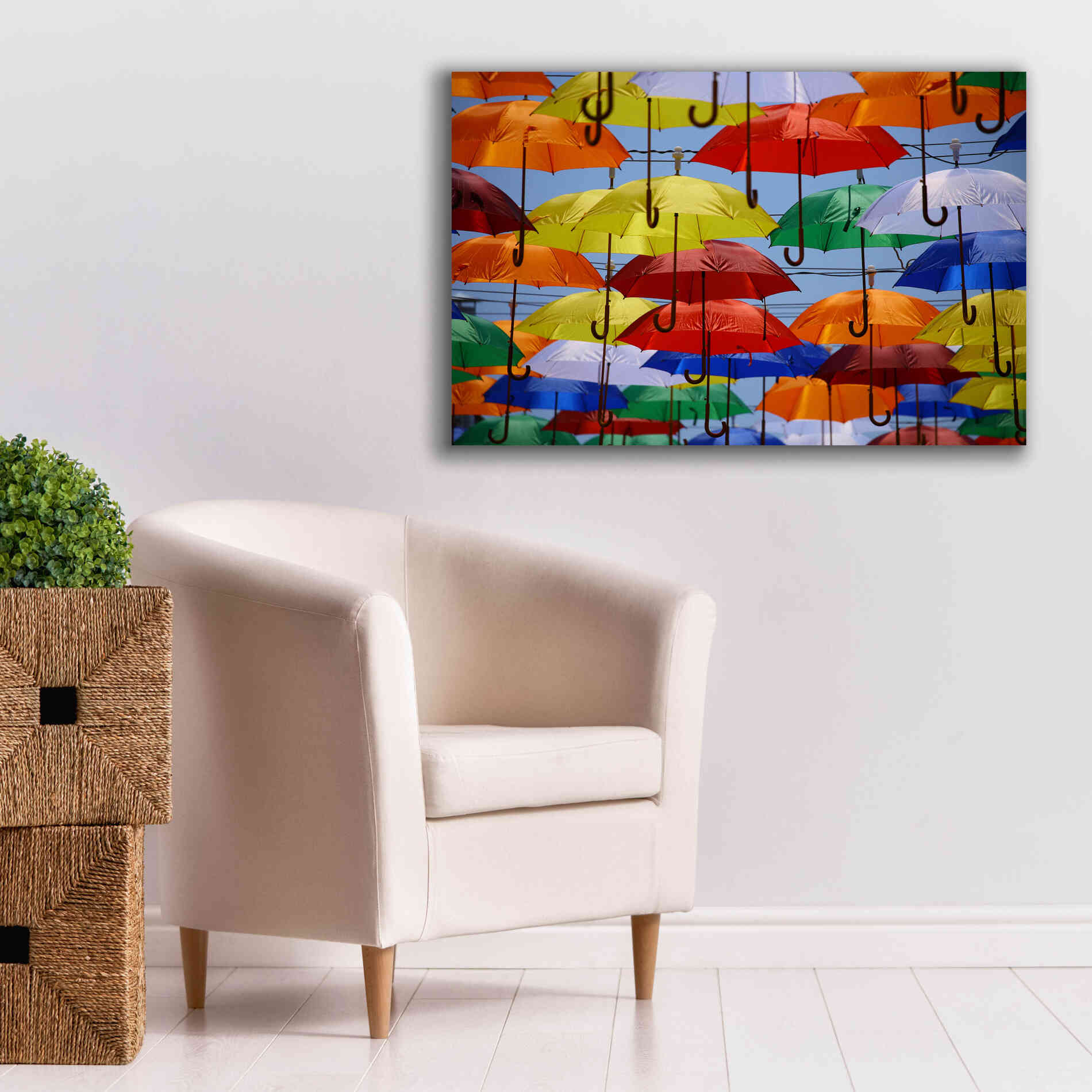 'Raining Umbrellas' by Epic Portfolio, Giclee Canvas Wall Art,40x26