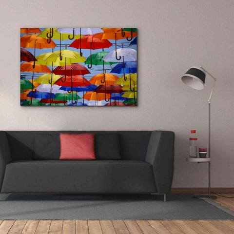 Image of 'Raining Umbrellas' by Epic Portfolio, Giclee Canvas Wall Art,60x40