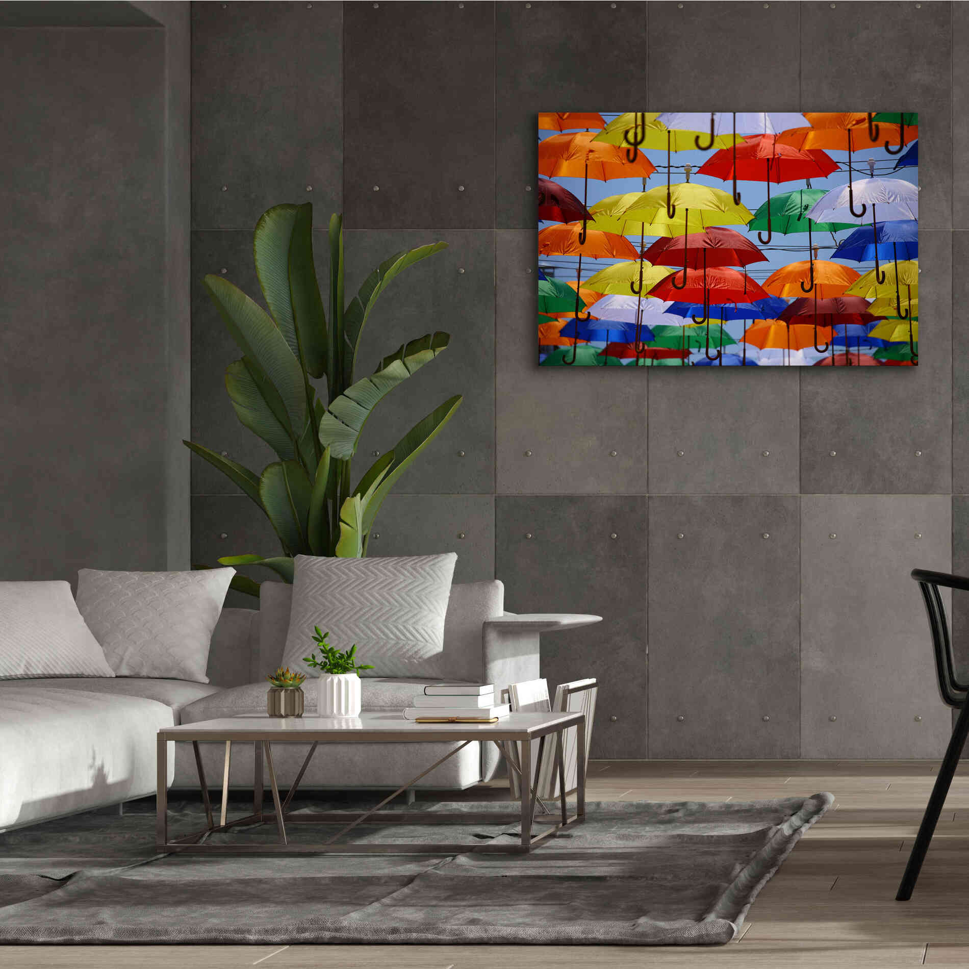 'Raining Umbrellas' by Epic Portfolio, Giclee Canvas Wall Art,60x40
