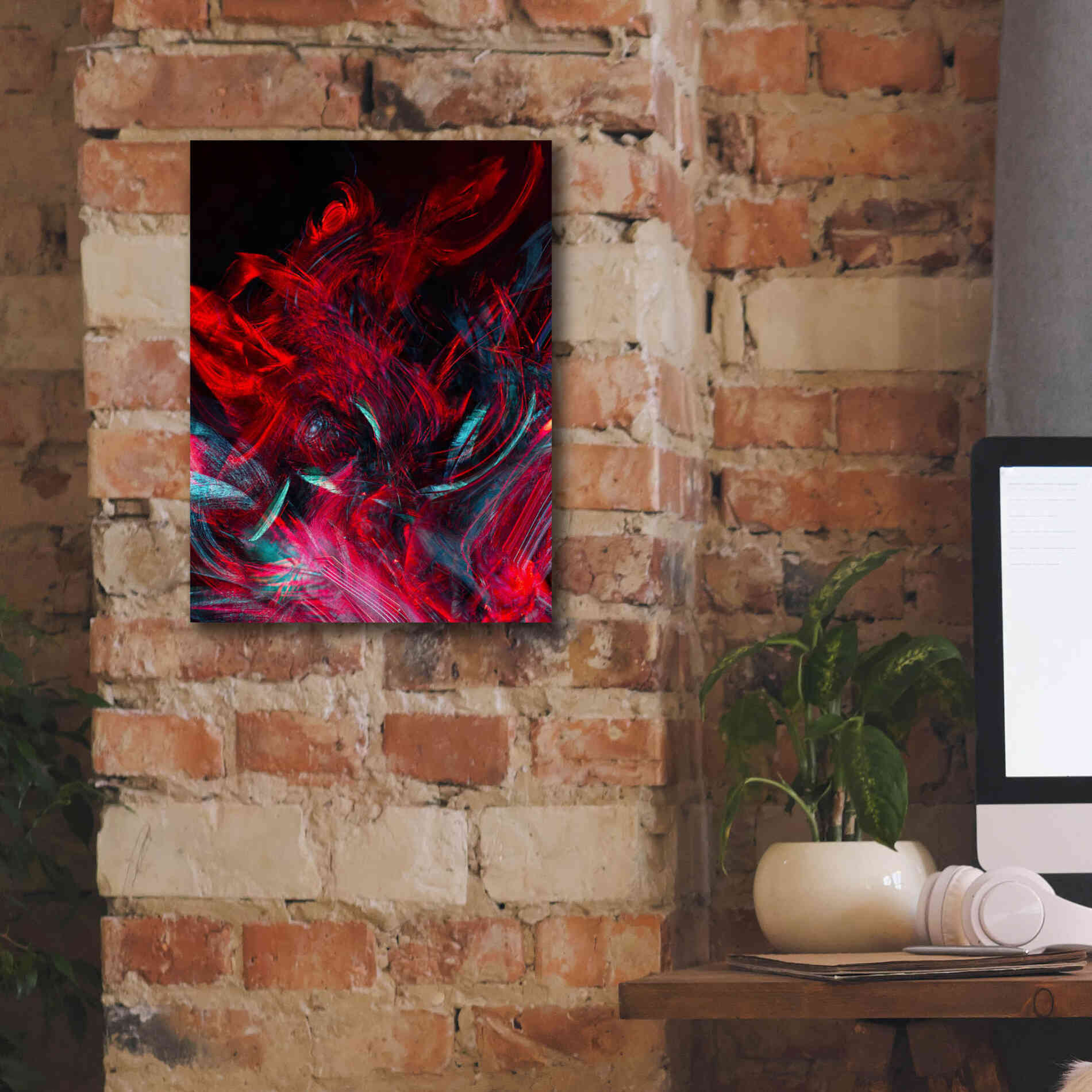 'Red Inferno' by Epic Portfolio, Giclee Canvas Wall Art,12x16