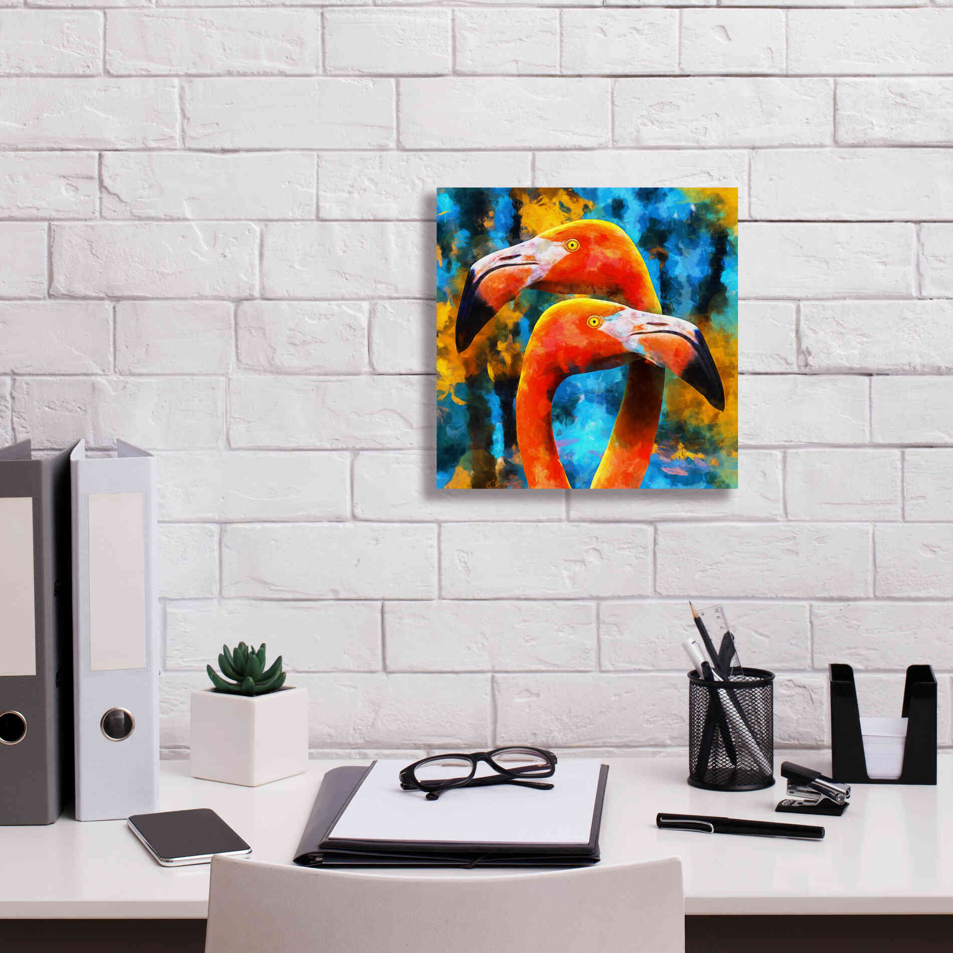 'The Lost Flamingos ' by Epic Portfolio, Giclee Canvas Wall Art,12x12