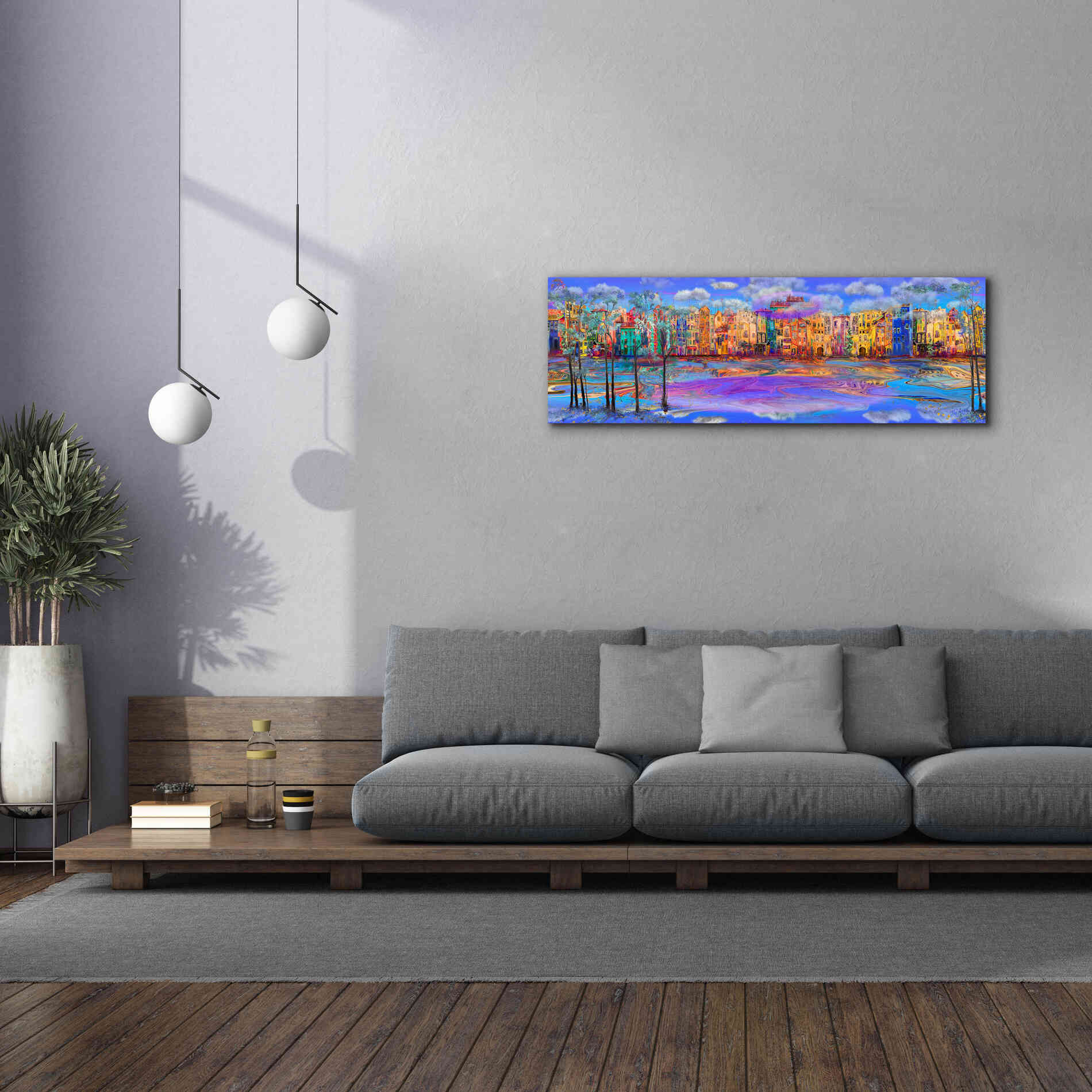 'Trippy Amsterdam' by Epic Portfolio, Giclee Canvas Wall Art,60x20