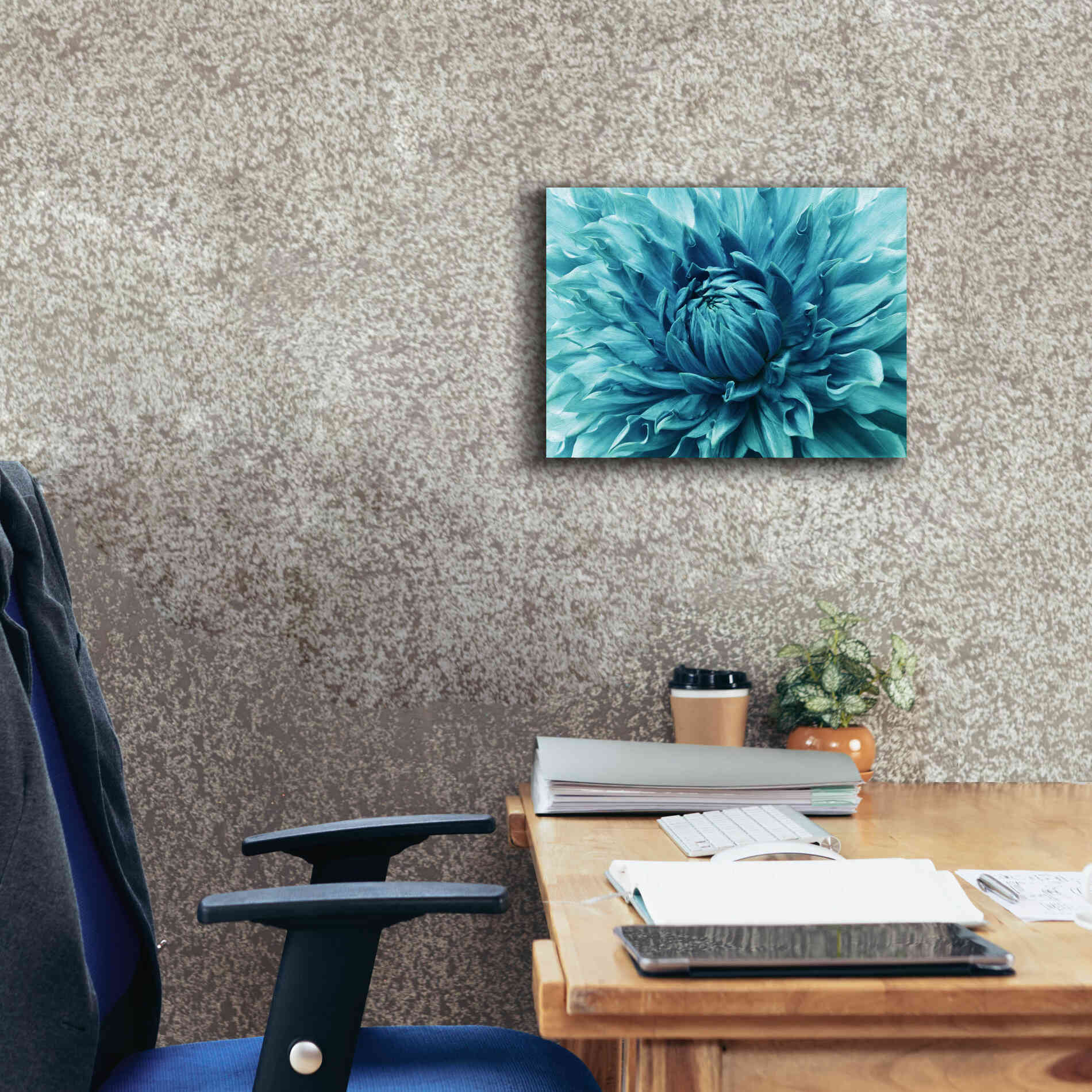 'Turquoise Dahlia' by Epic Portfolio, Giclee Canvas Wall Art,16x12