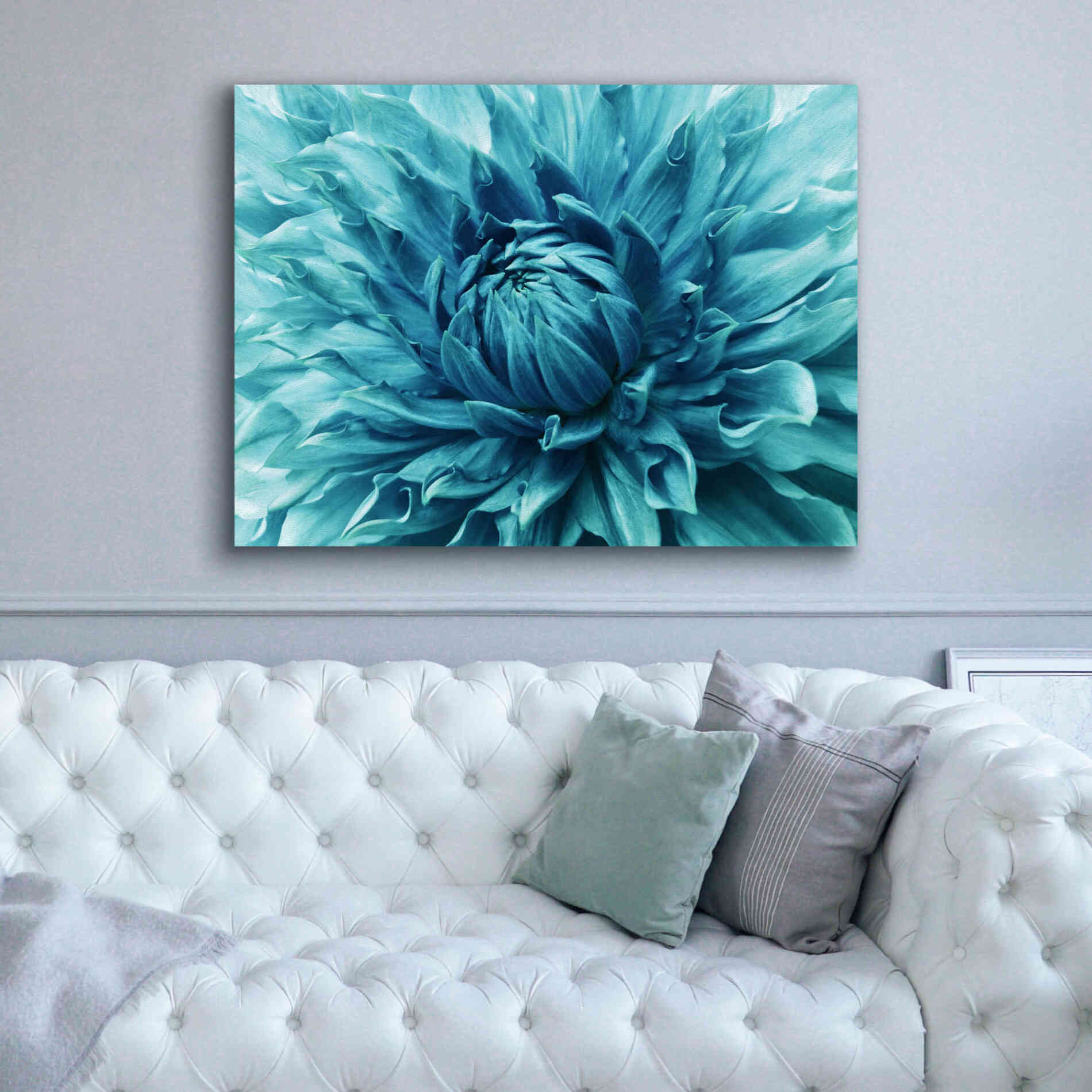 'Turquoise Dahlia' by Epic Portfolio, Giclee Canvas Wall Art,54x40