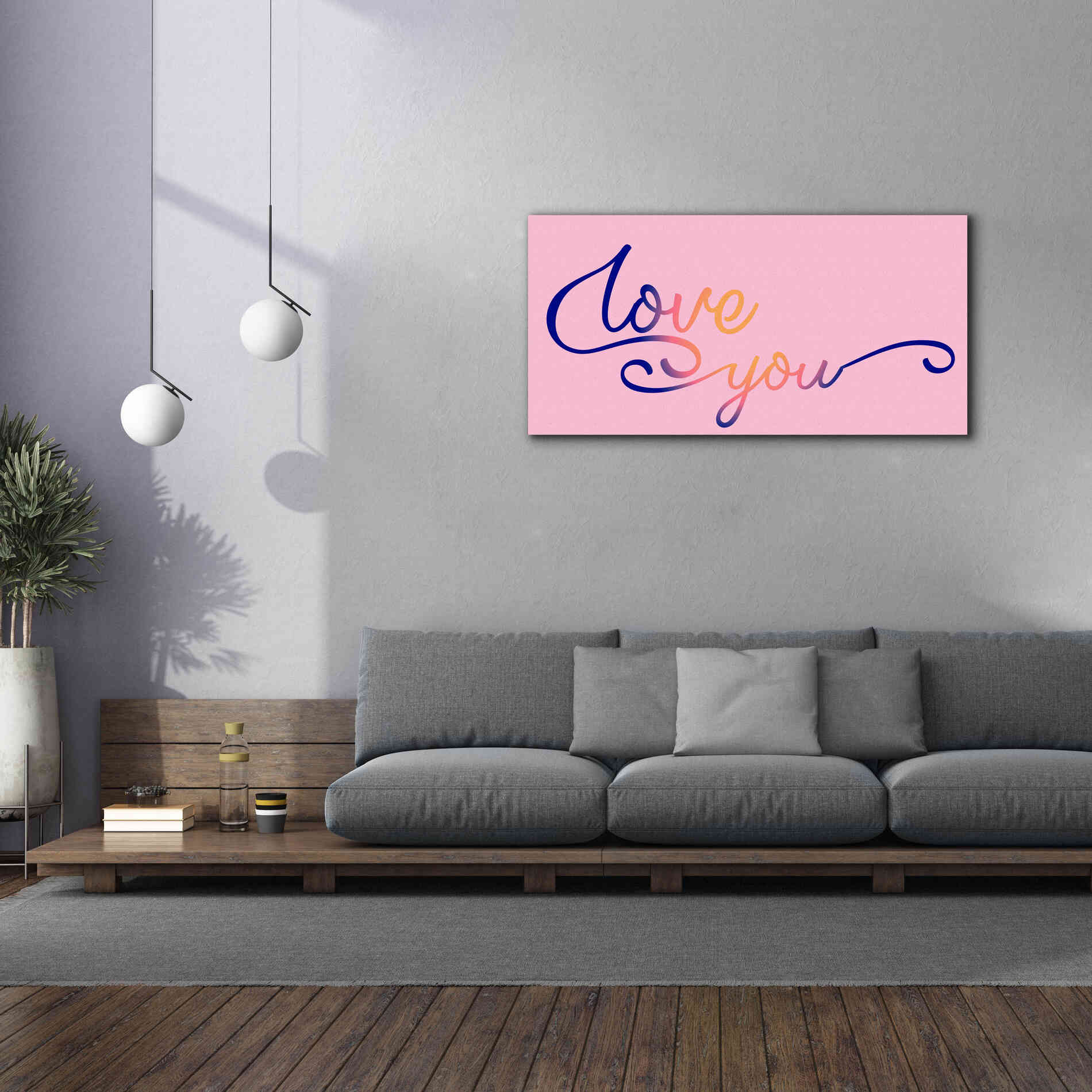 'Love You Sunrise' by Epic Portfolio, Giclee Canvas Wall Art,60x30