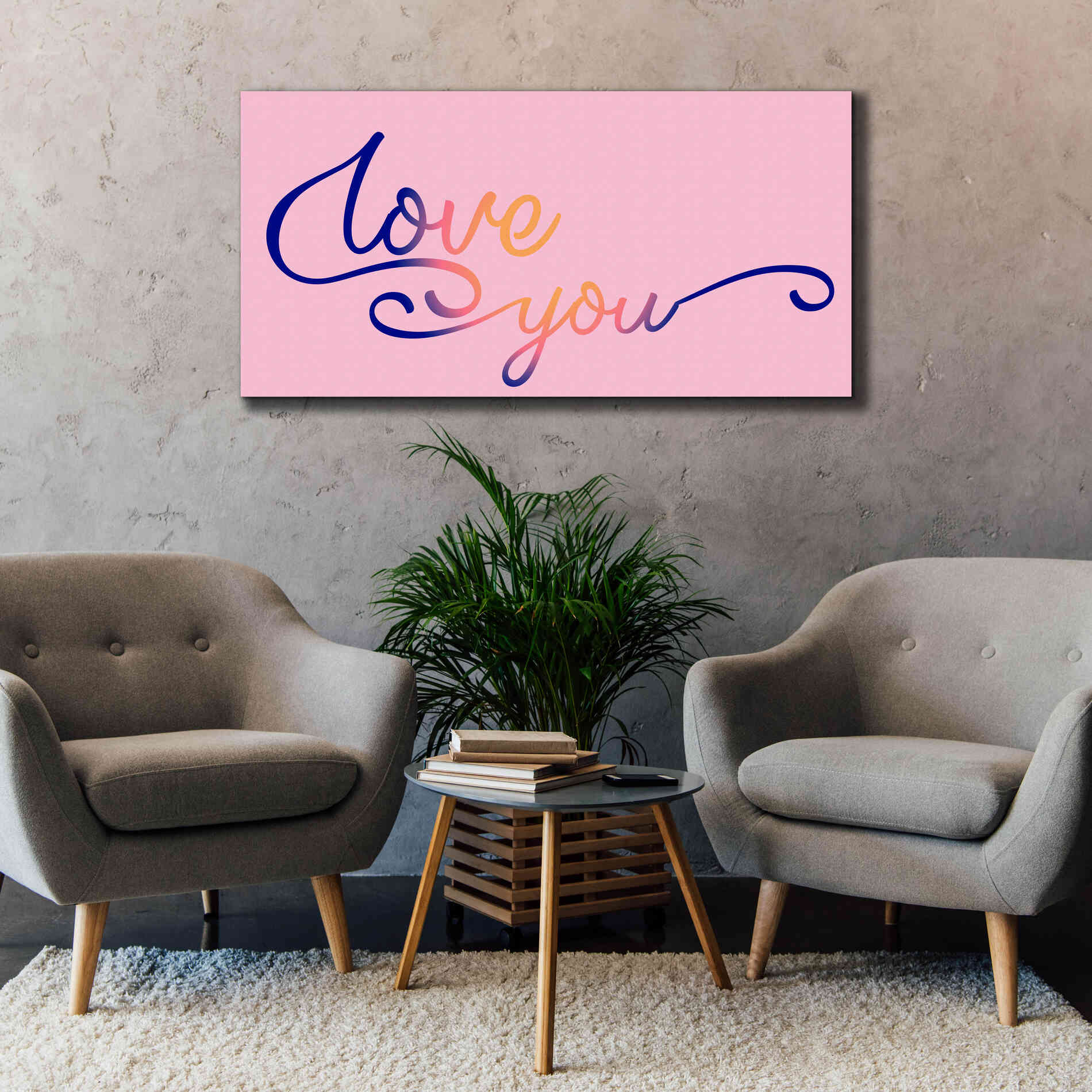 'Love You Sunrise' by Epic Portfolio, Giclee Canvas Wall Art,60x30