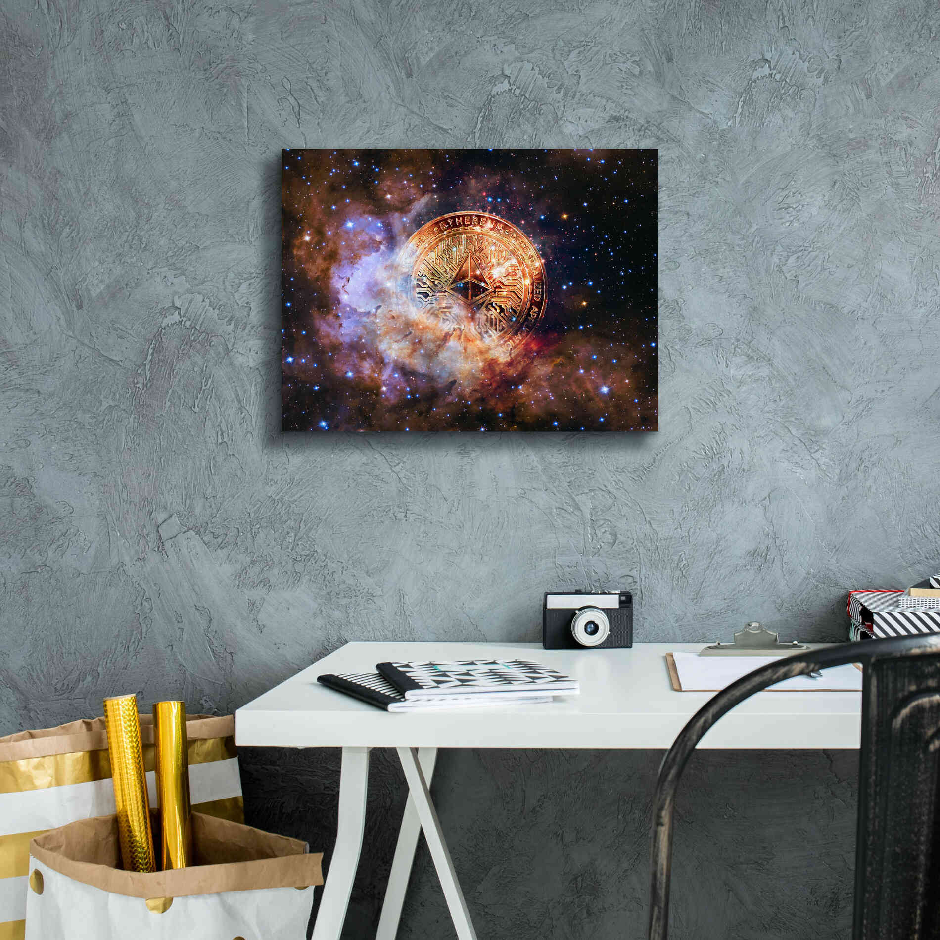 'Ethereum Nebula' by Epic Portfolio, Giclee Canvas Wall Art,16x12