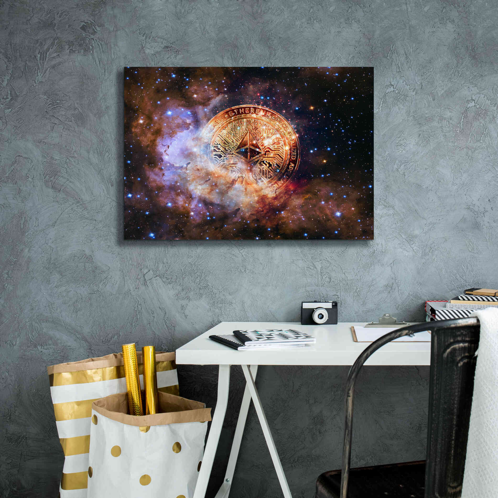'Ethereum Nebula' by Epic Portfolio, Giclee Canvas Wall Art,26x18