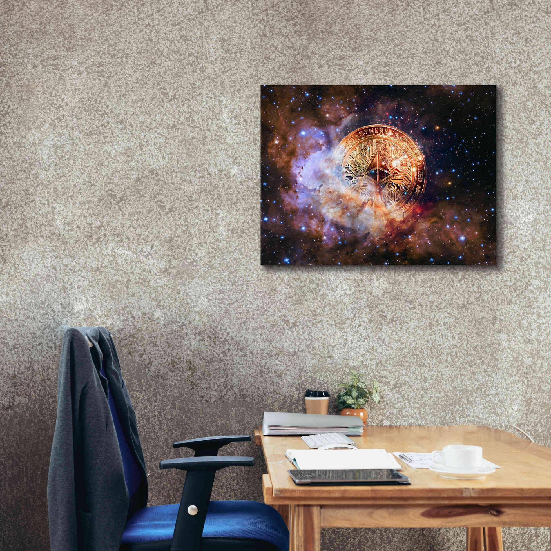 'Ethereum Nebula' by Epic Portfolio, Giclee Canvas Wall Art,34x26